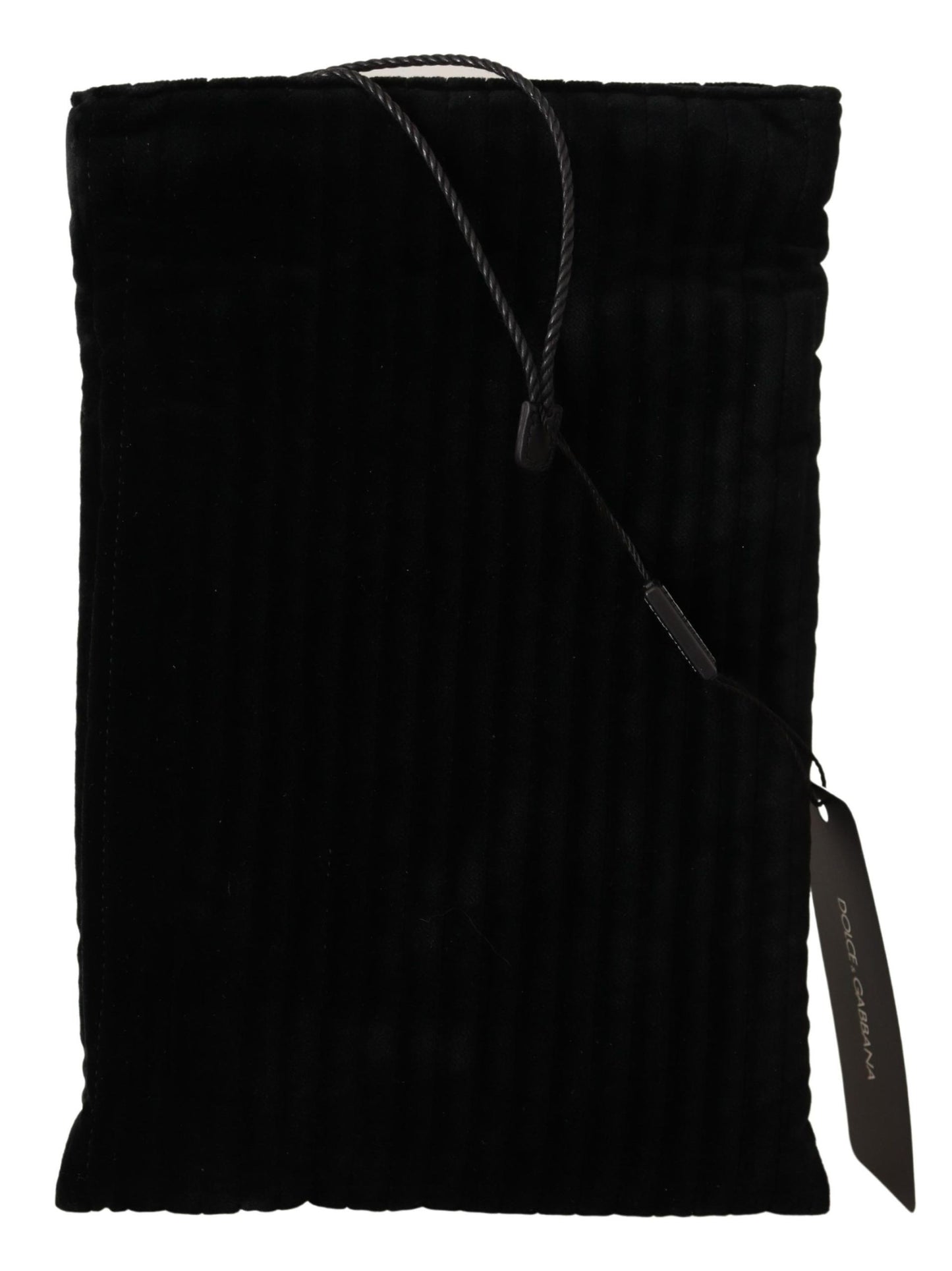Bolso shopper con placa del logo y cordón ajustable de terciopelo negro