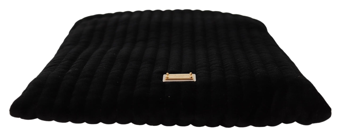 Bolso shopper con placa del logo y cordón ajustable de terciopelo negro