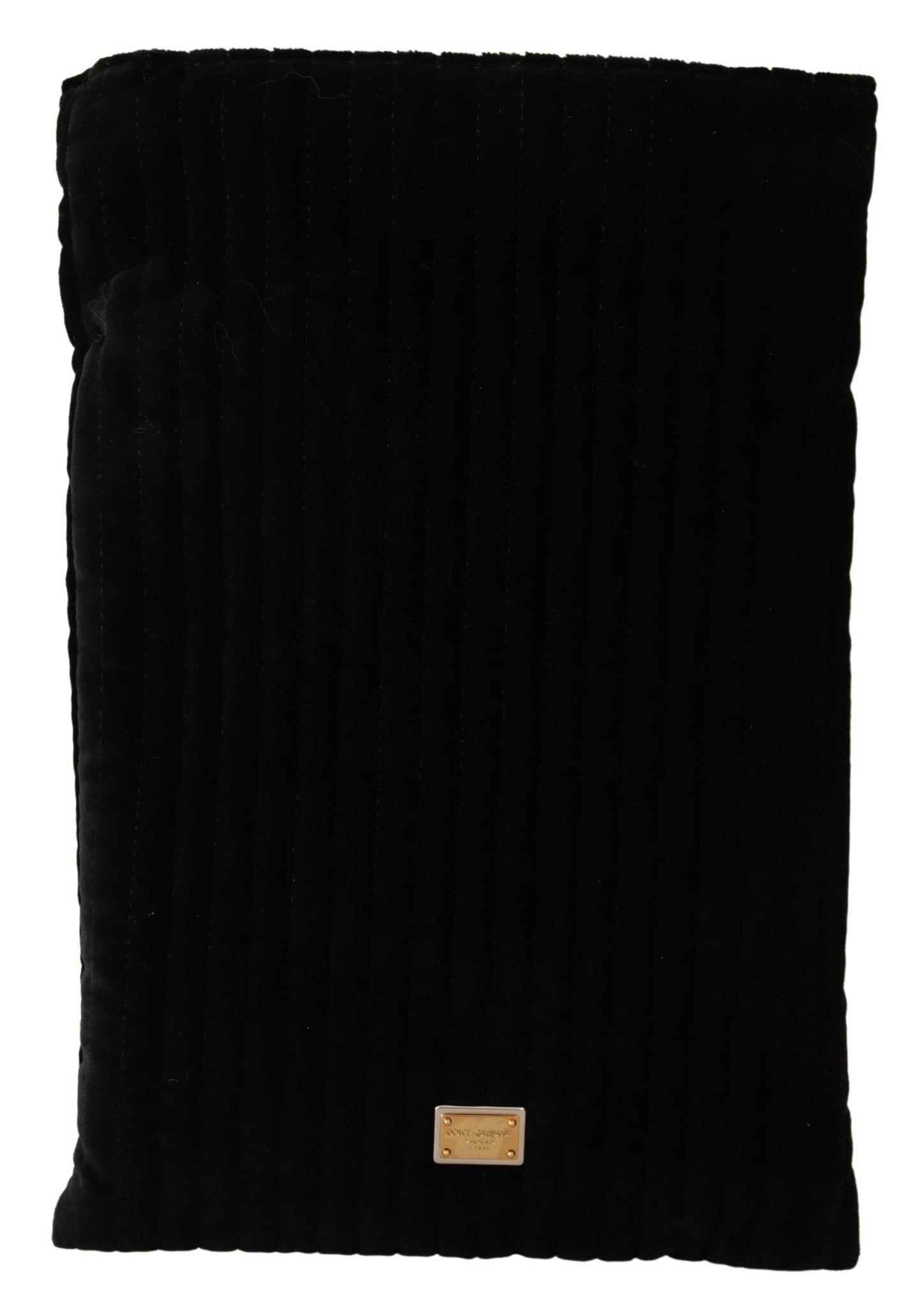 Bolso shopper con placa del logo y cordón ajustable de terciopelo negro