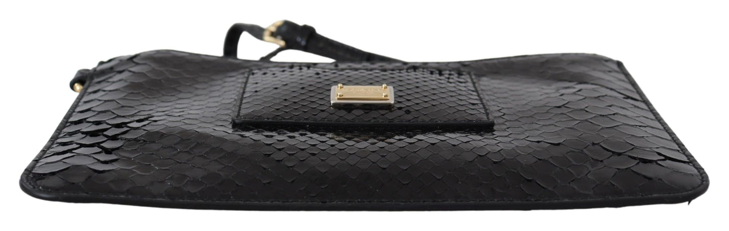 Monedero de cuero negro con espejo de pulsera Agnese Wallet
