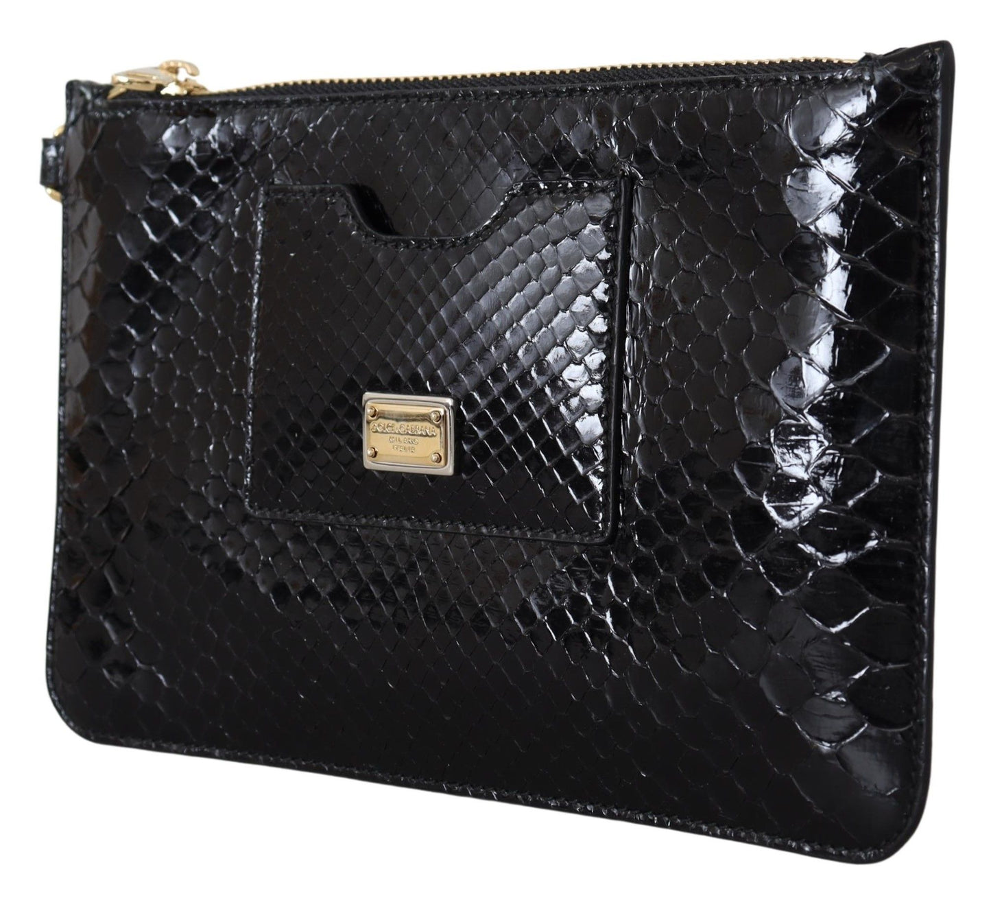 Monedero de cuero negro con espejo de pulsera Agnese Wallet