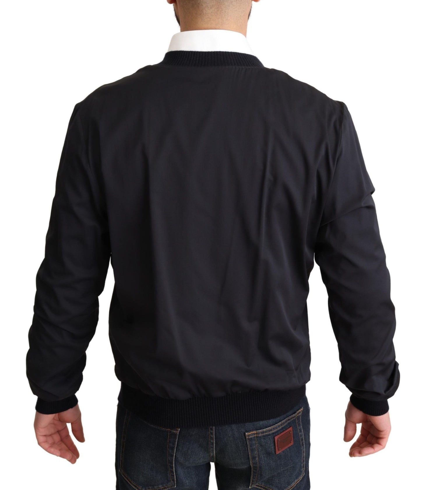 Abrigo de seda azul Chaqueta bomber corta para hombre