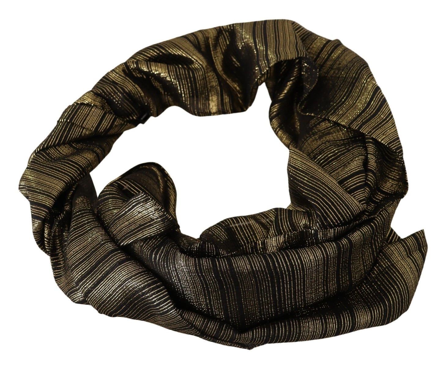 Sciarpa avvolgente con scialle elasticizzato in seta color oro metallizzato
