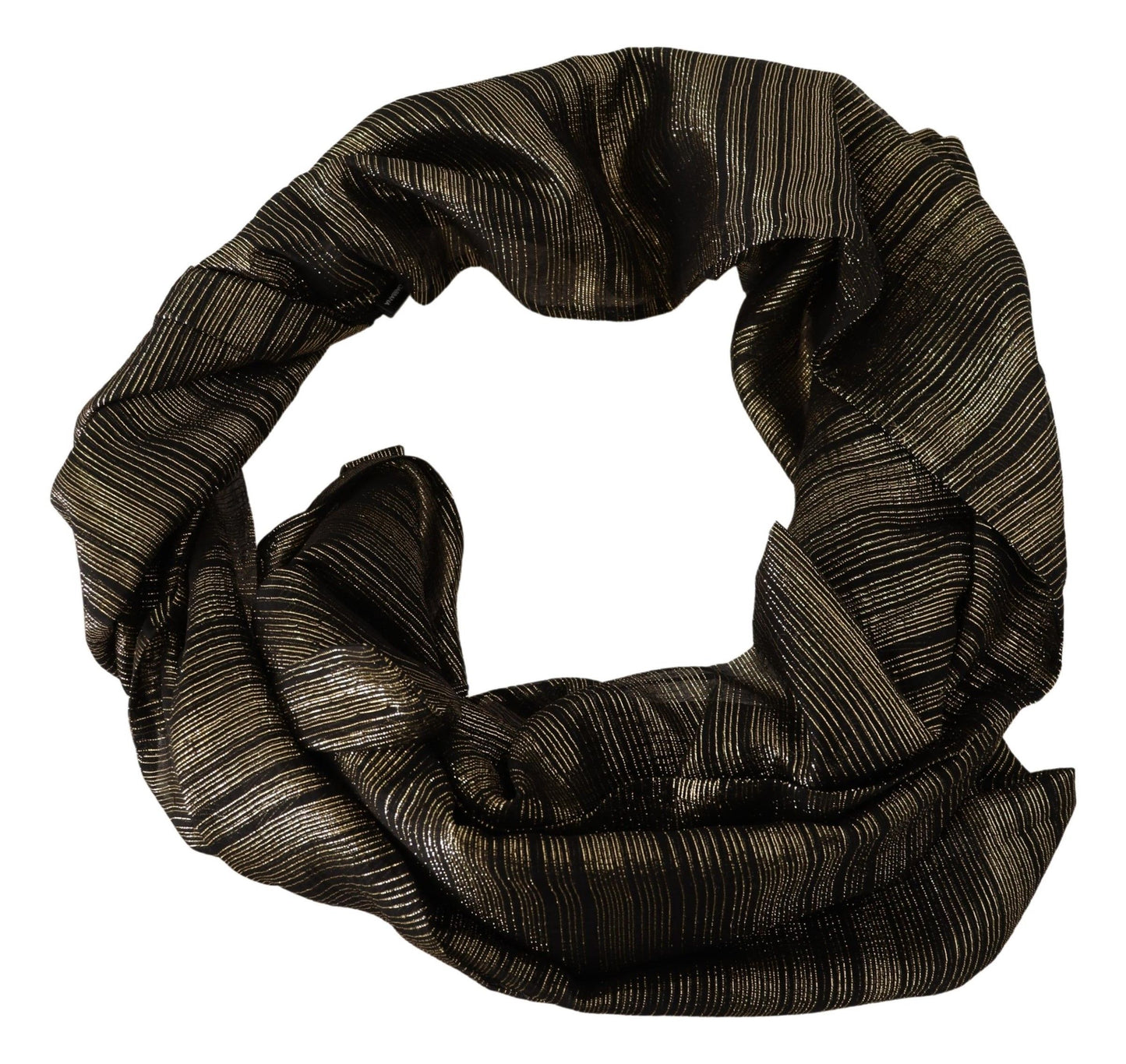 Sciarpa avvolgente con scialle elasticizzato in seta color oro metallizzato