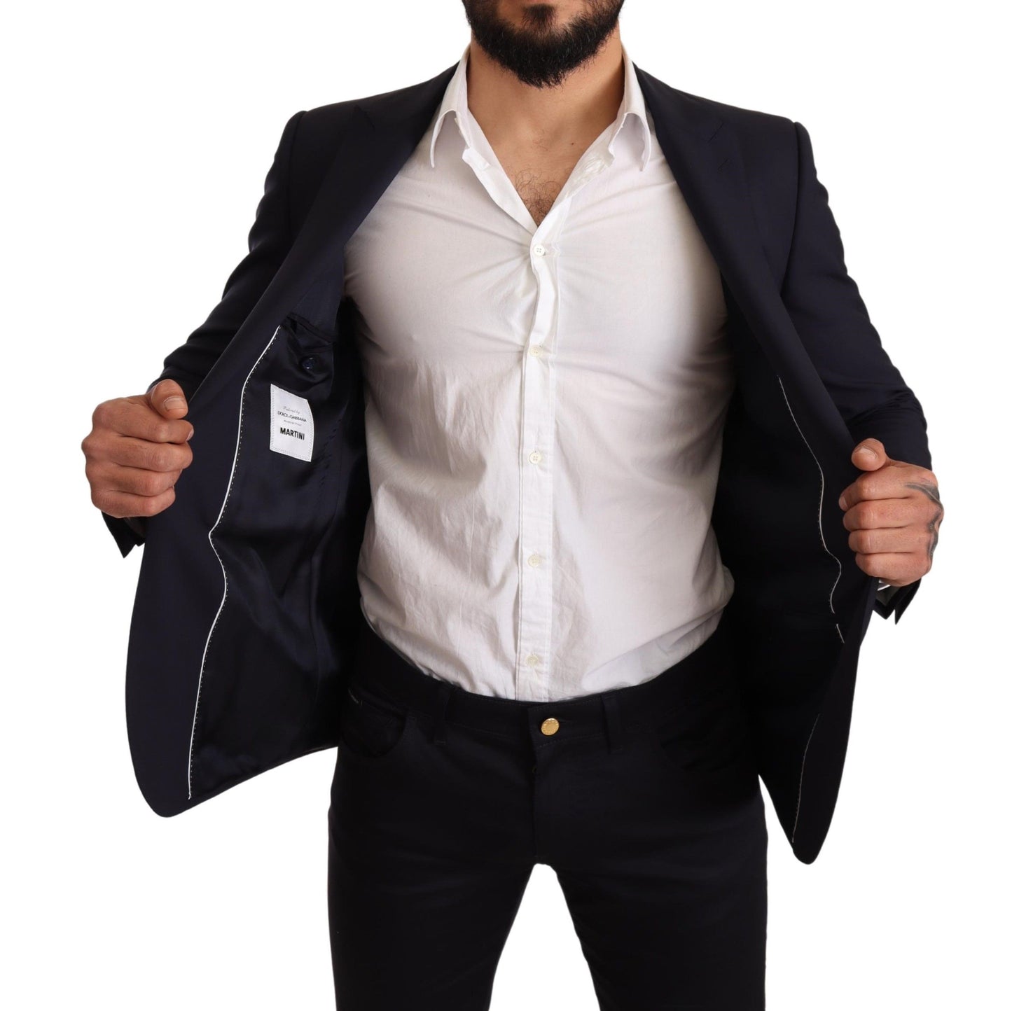 Blazer MARTINI de corte slim de lana azul marino