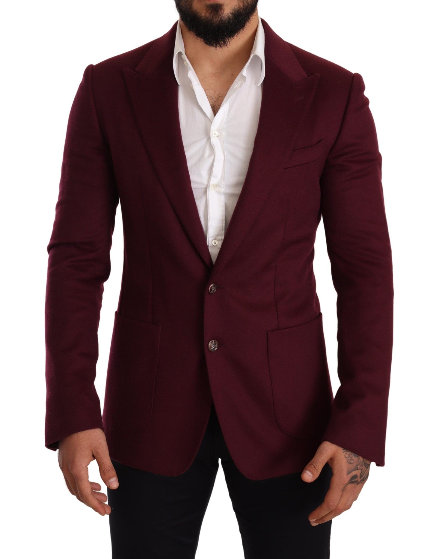 Blazer de corte slim de cachemir granate