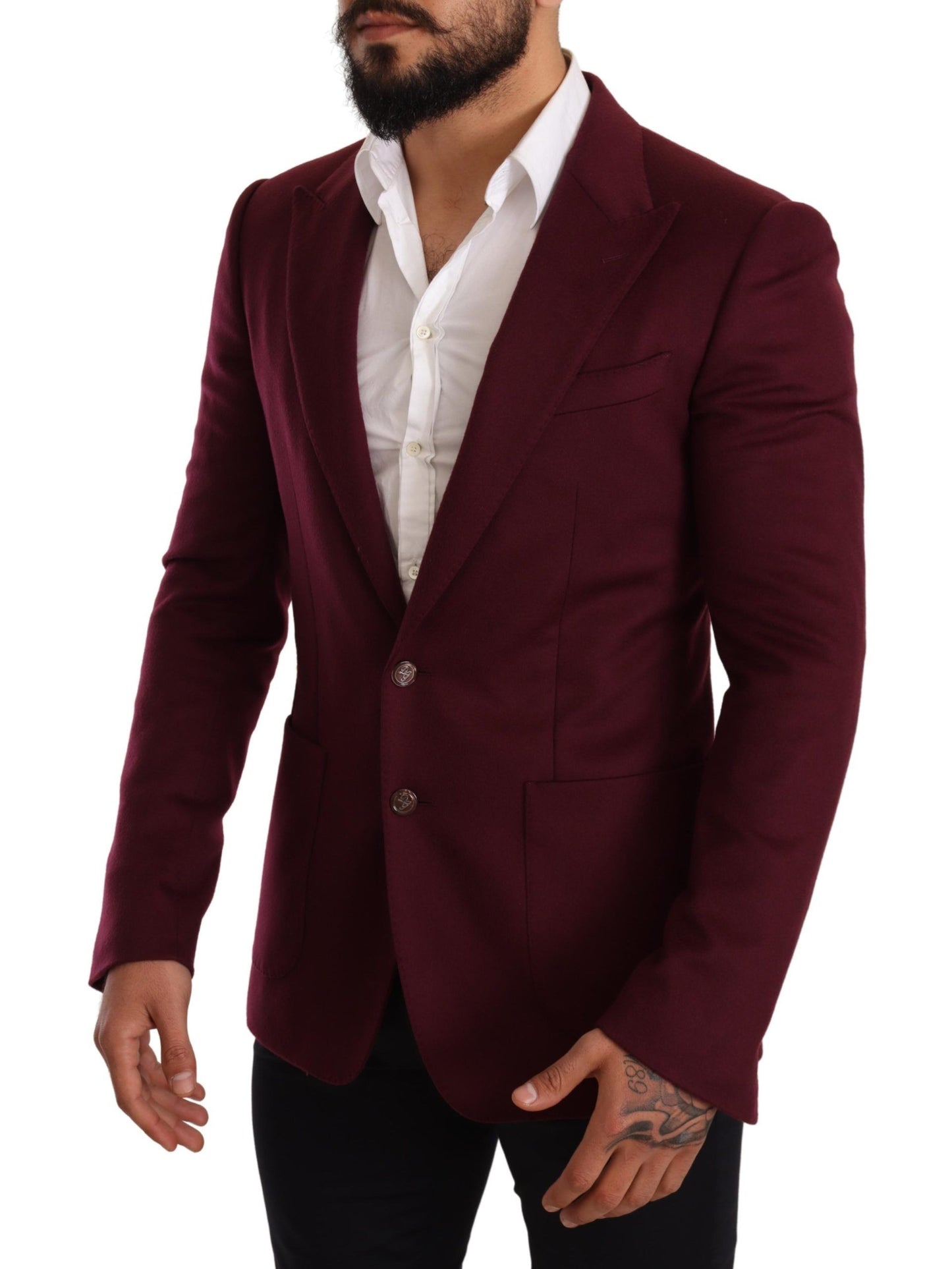 Blazer de corte slim de cachemir granate