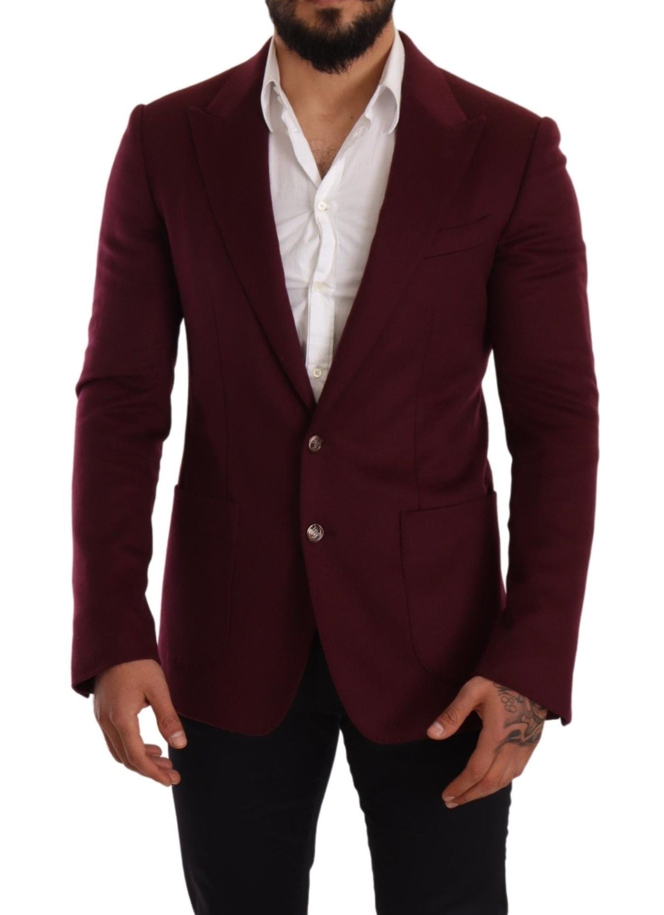 Blazer de corte slim de cachemir granate
