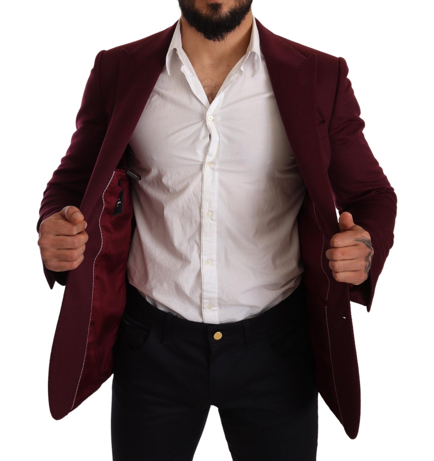 Blazer de corte slim de cachemir granate