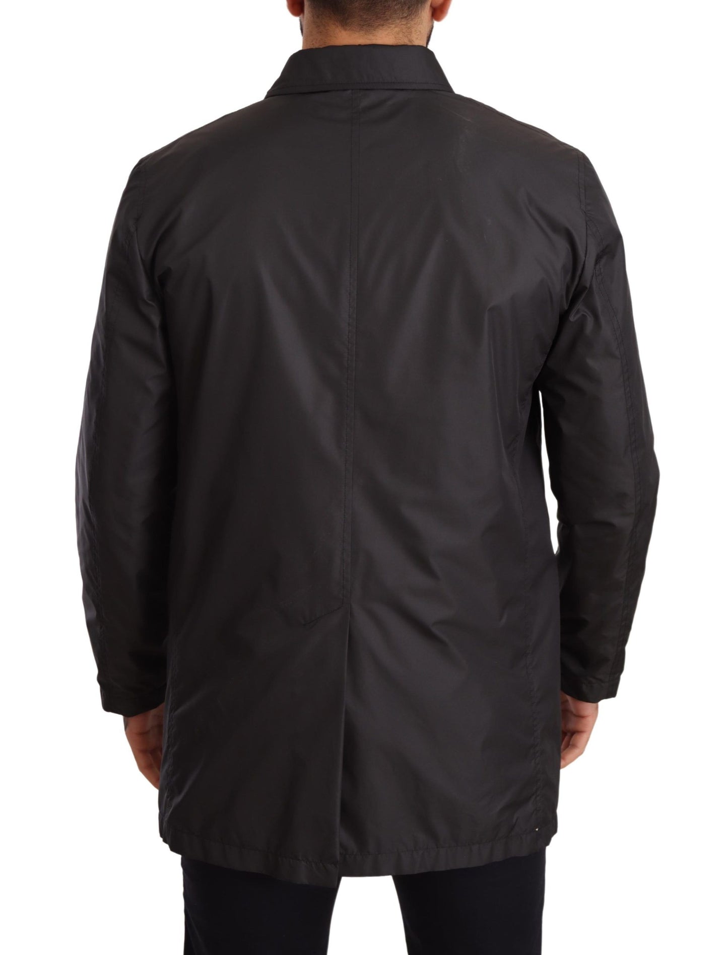 Chaqueta de gabardina para hombre de poliéster negro