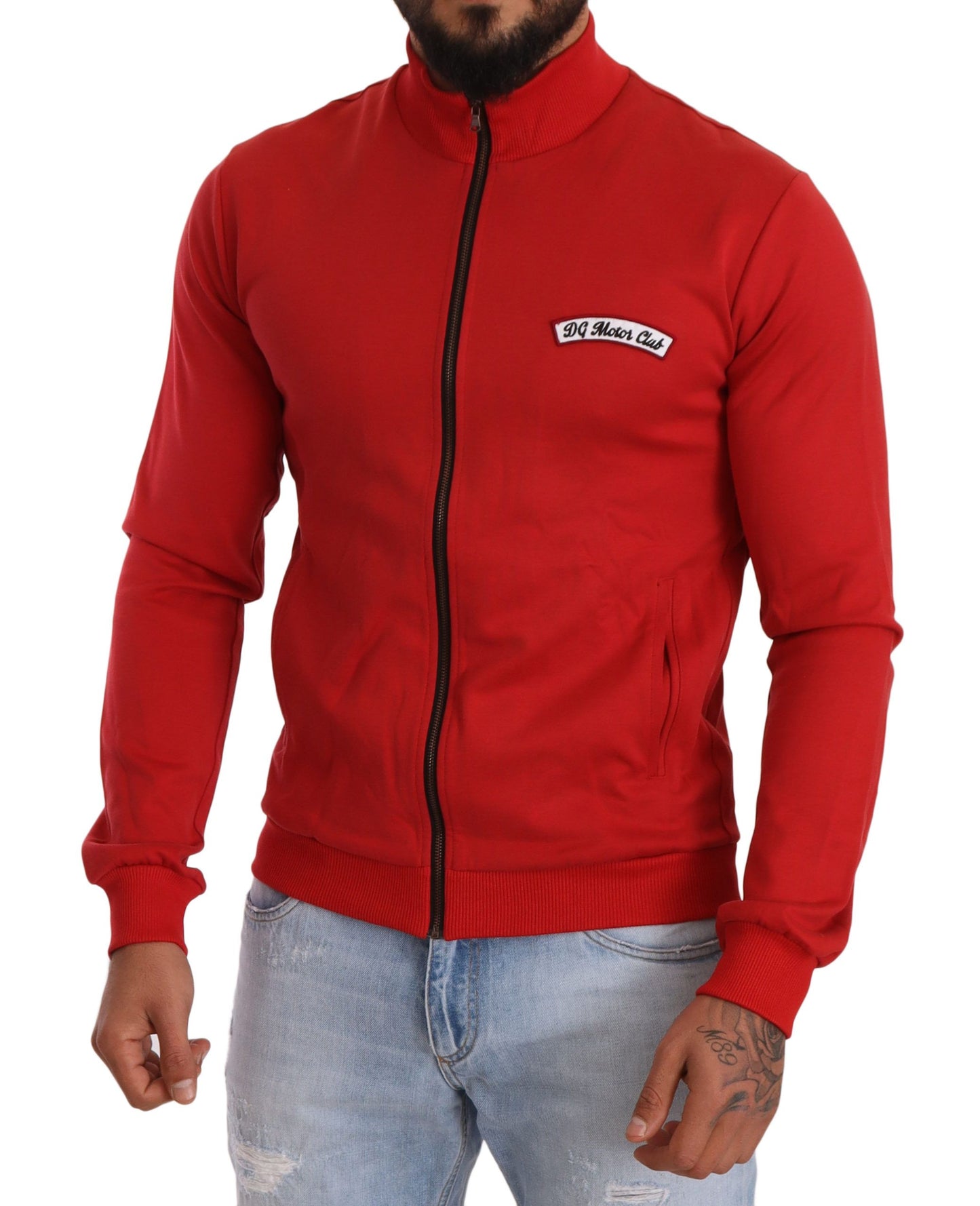 Jersey elástico con cremallera en rojo de DG Motor Club
