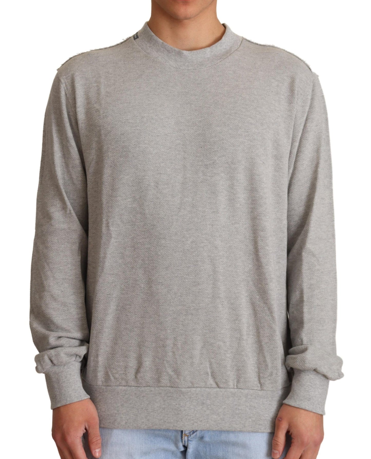Jersey de algodón gris con cuello redondo