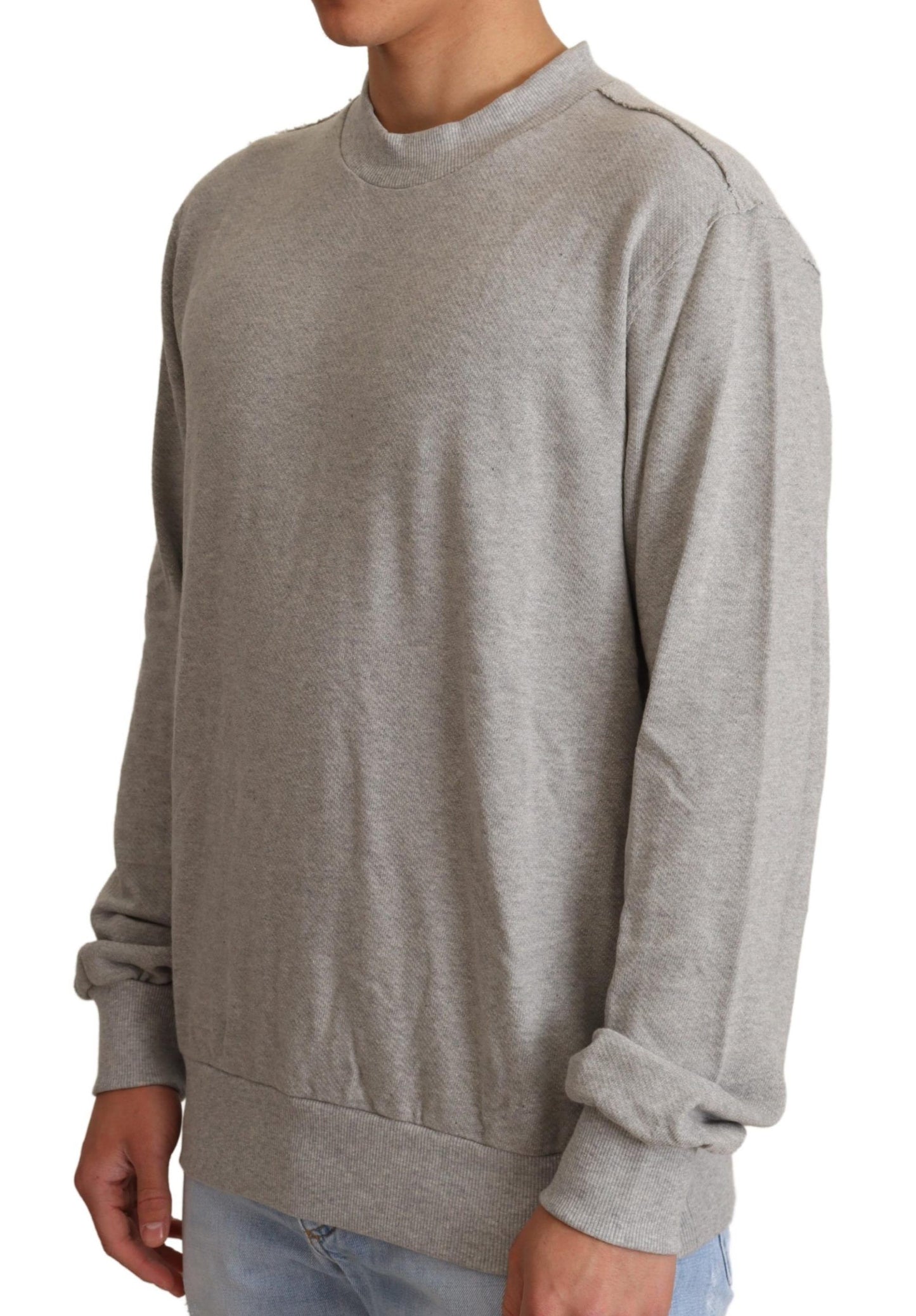 Jersey de algodón gris con cuello redondo