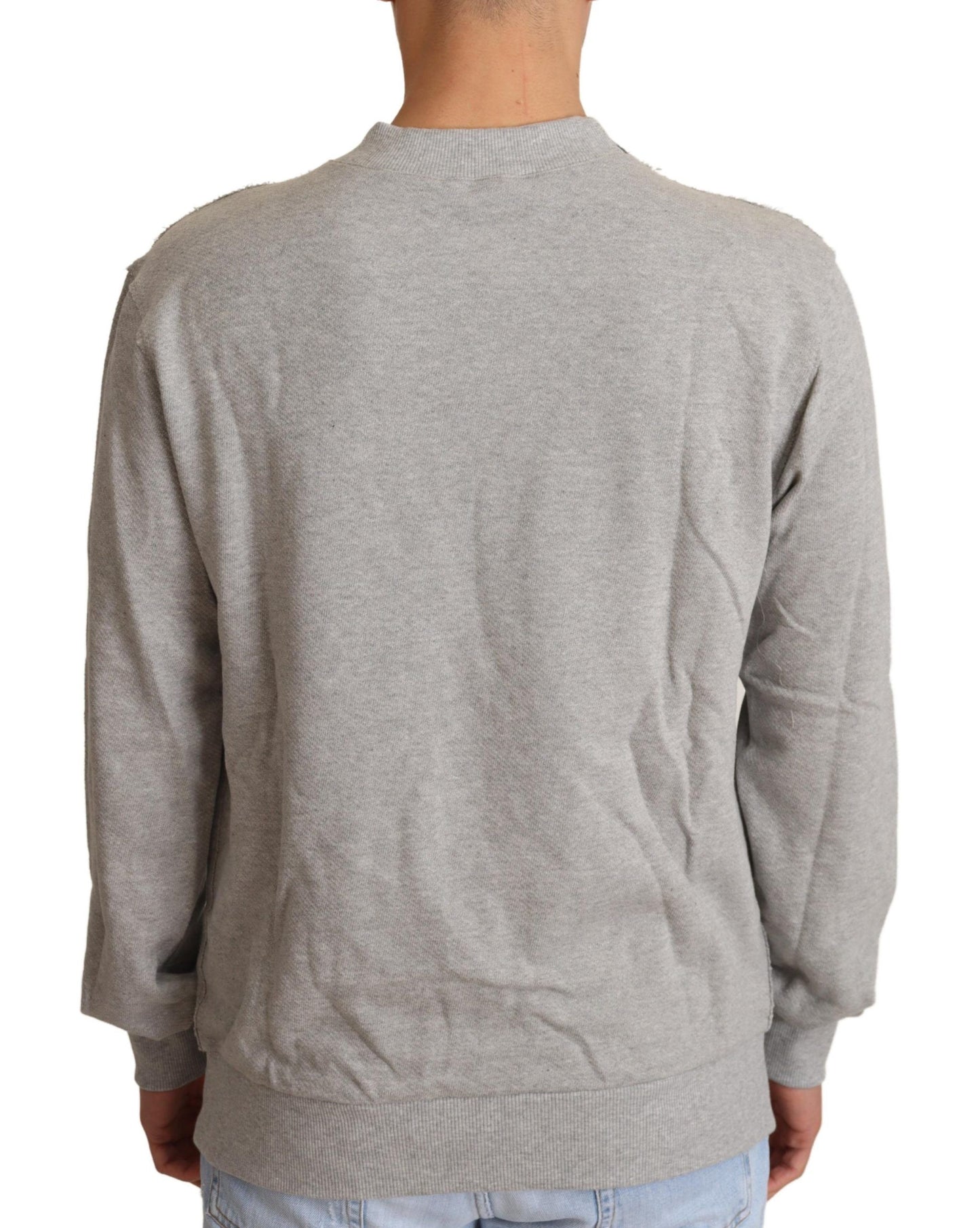Jersey de algodón gris con cuello redondo