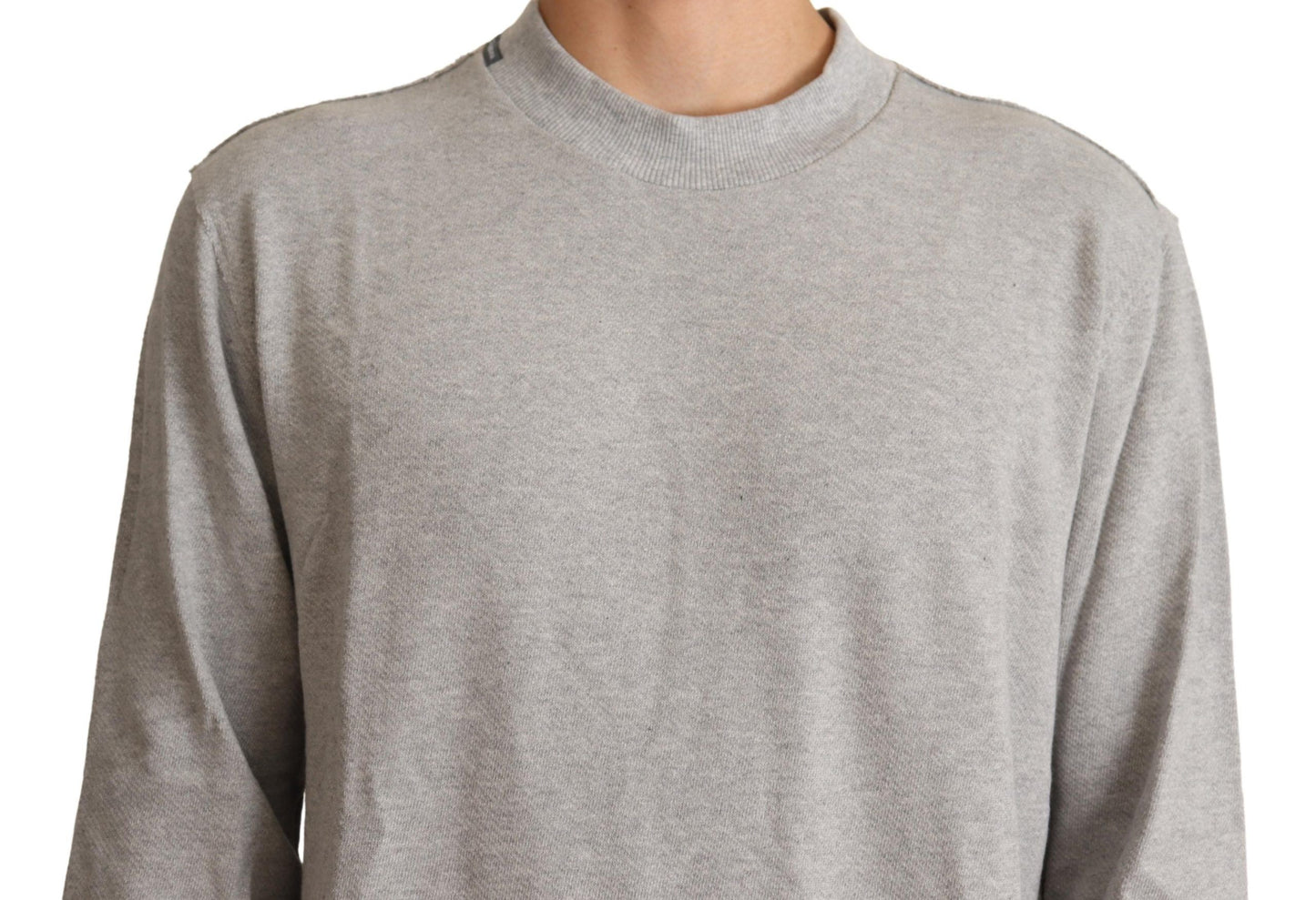 Jersey de algodón gris con cuello redondo