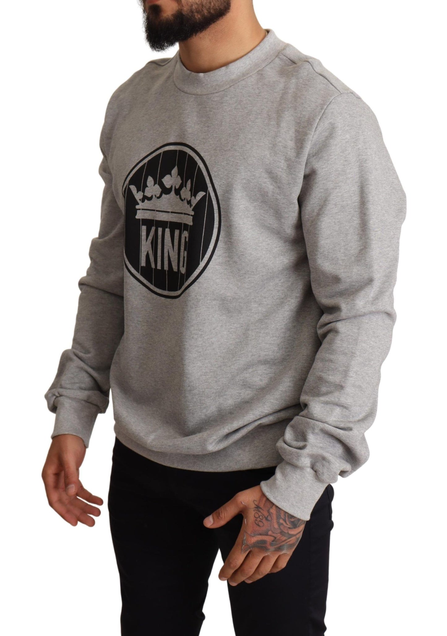 Jersey de algodón con estampado Crown King gris