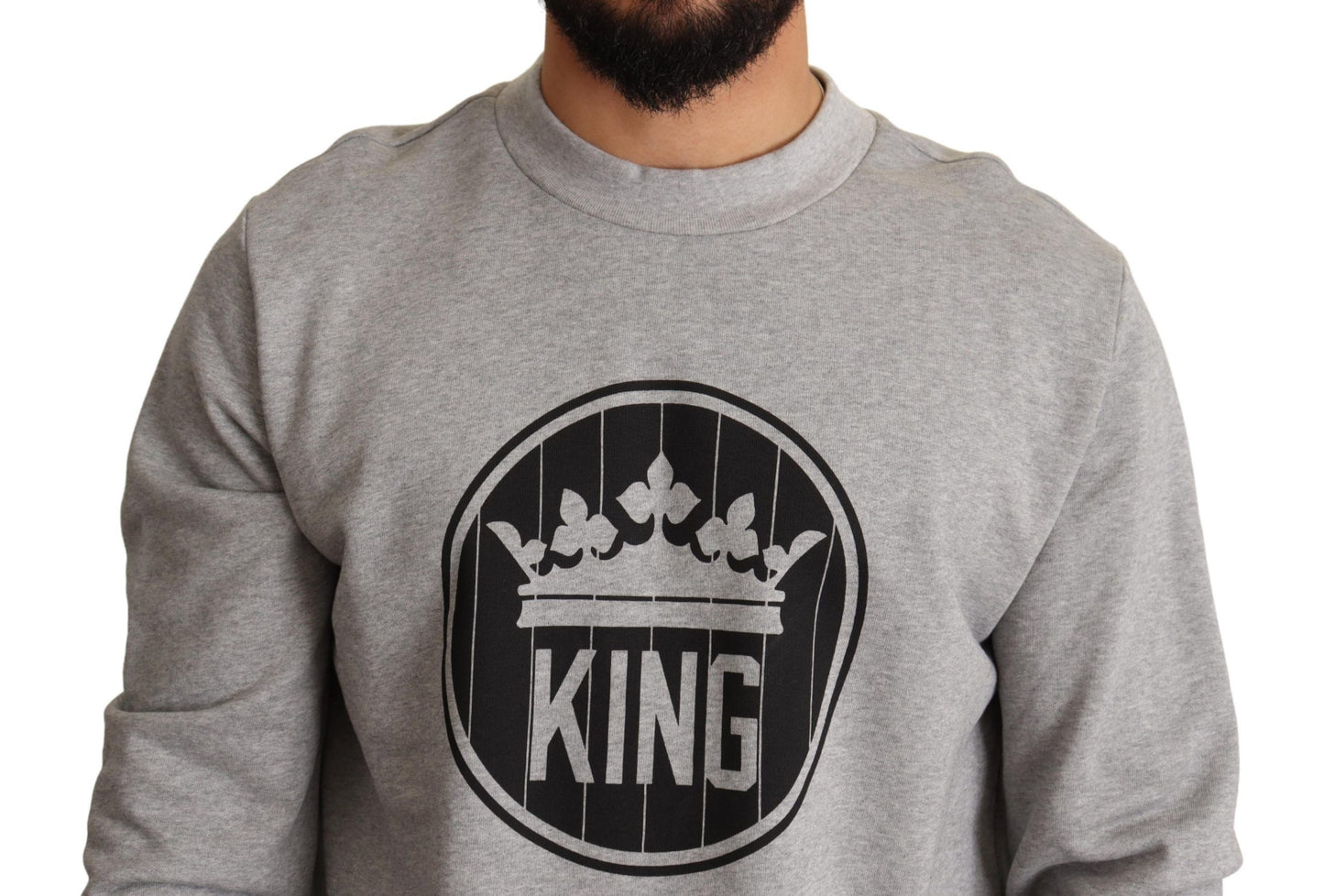Jersey de algodón con estampado Crown King gris