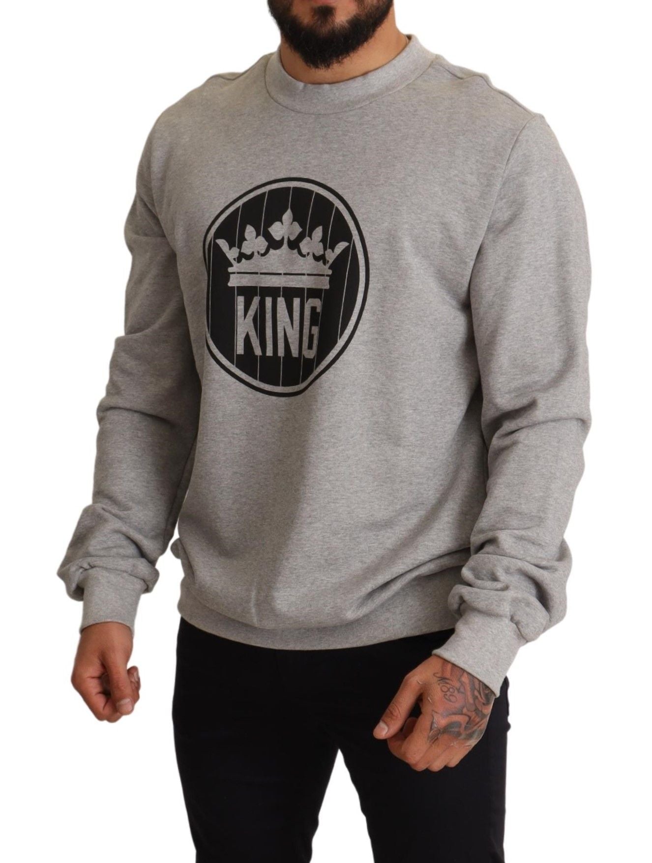 Jersey de algodón con estampado Crown King gris
