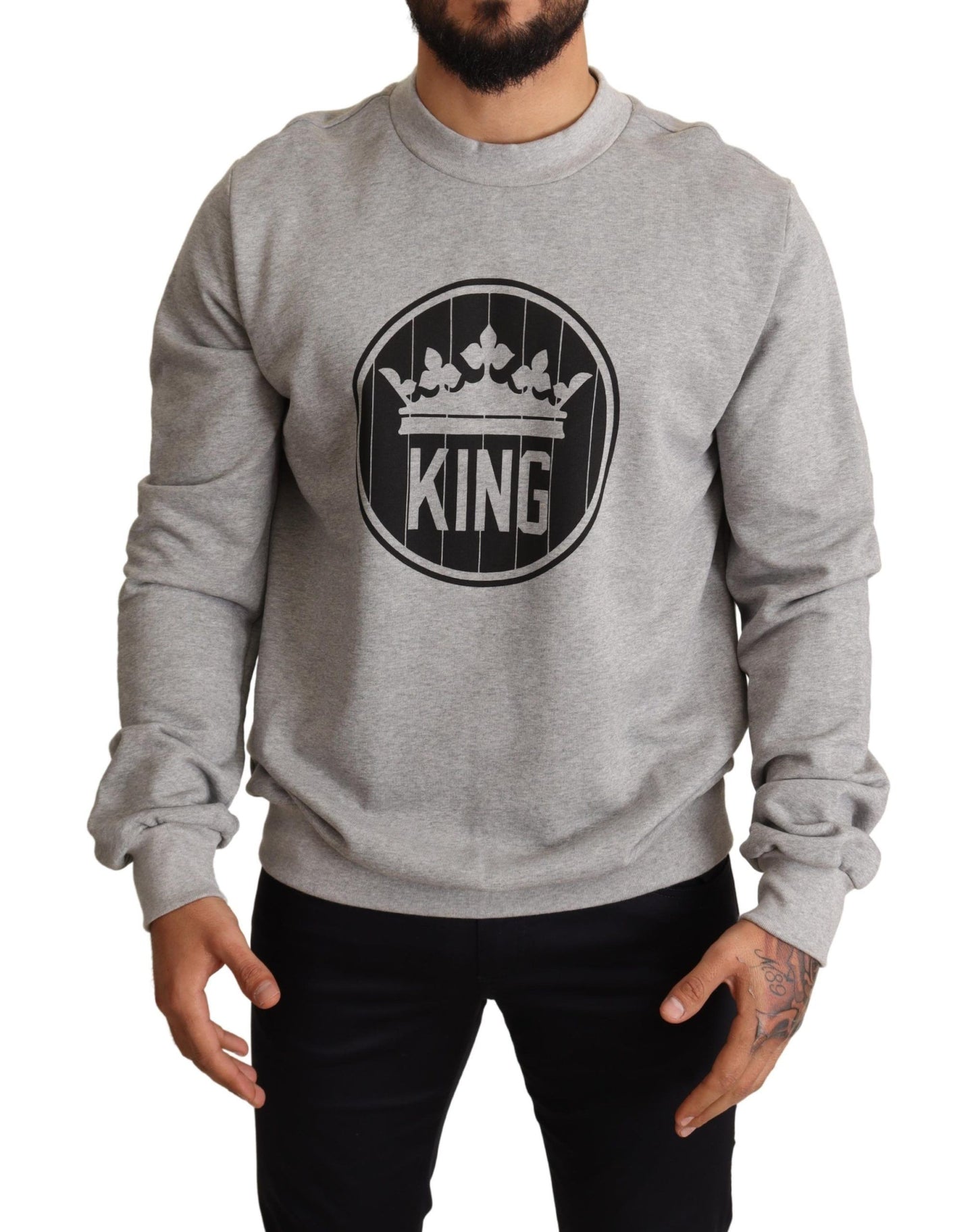 Jersey de algodón con estampado Crown King gris