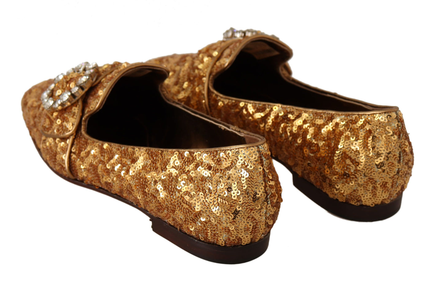 Dolce & Gabbana – Elegante Ballerinas mit goldenen Pailletten und Kristallen