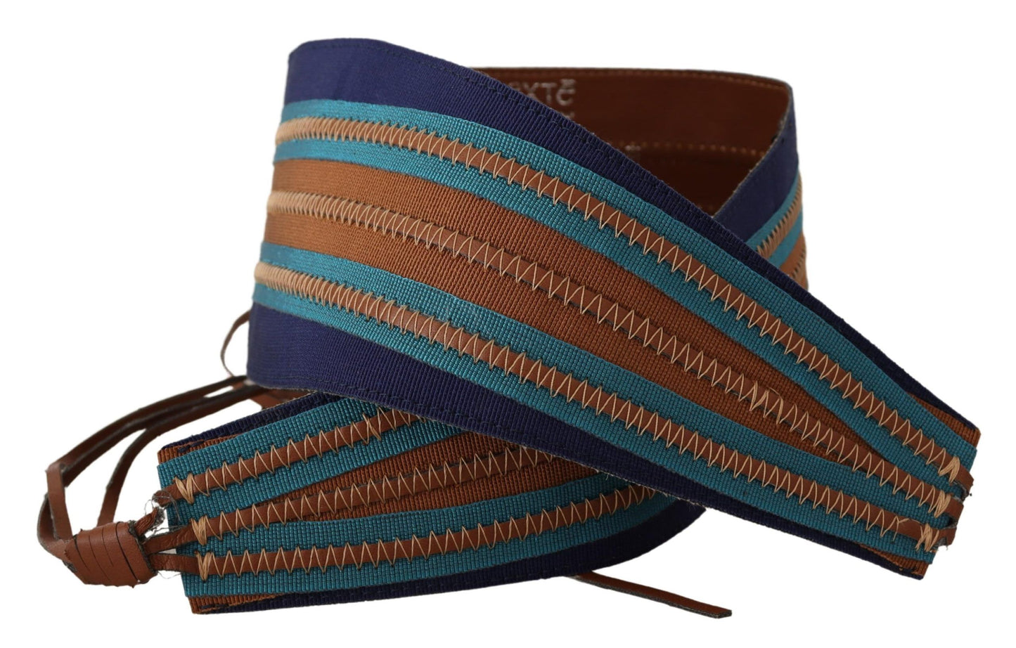 Cintura con chiusura a laccio largo in pelle marrone