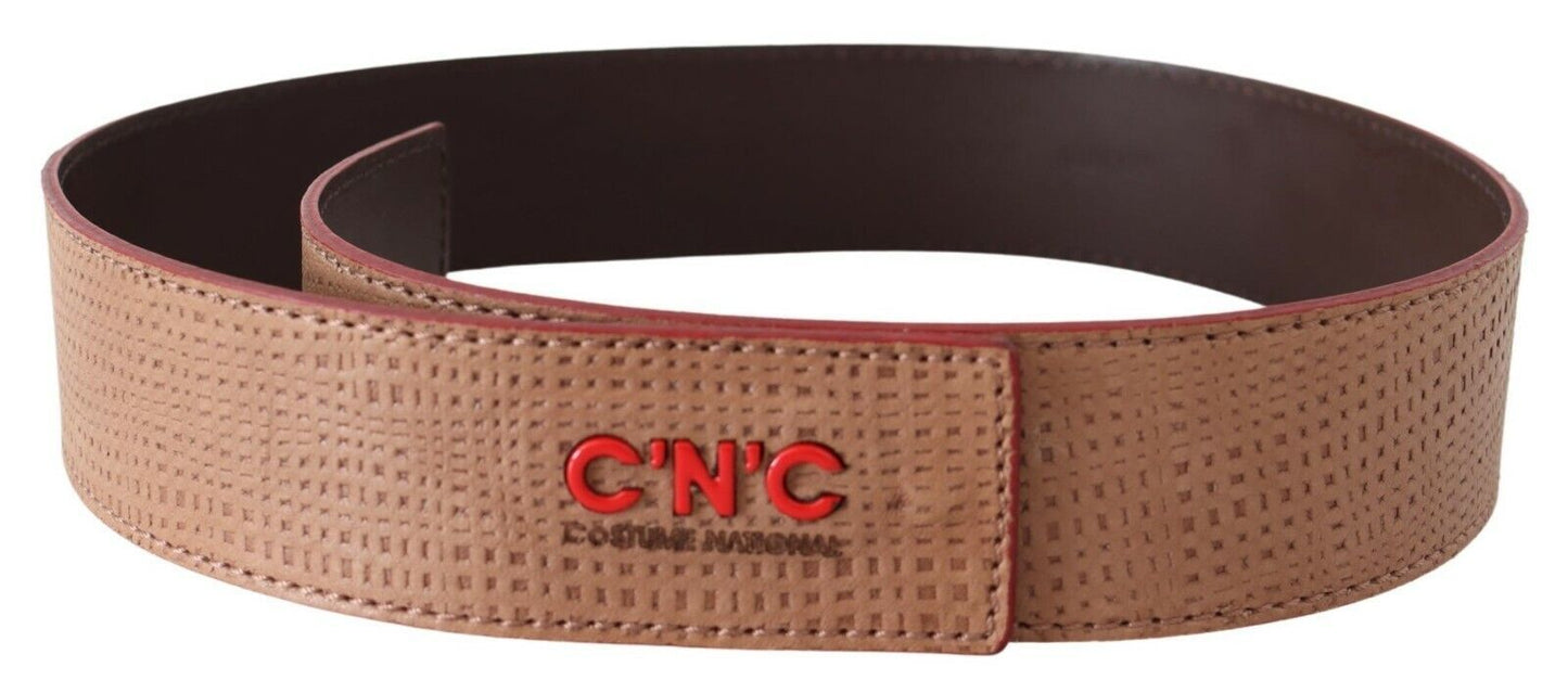 Cinturón de moda con logo de cuero blanco
