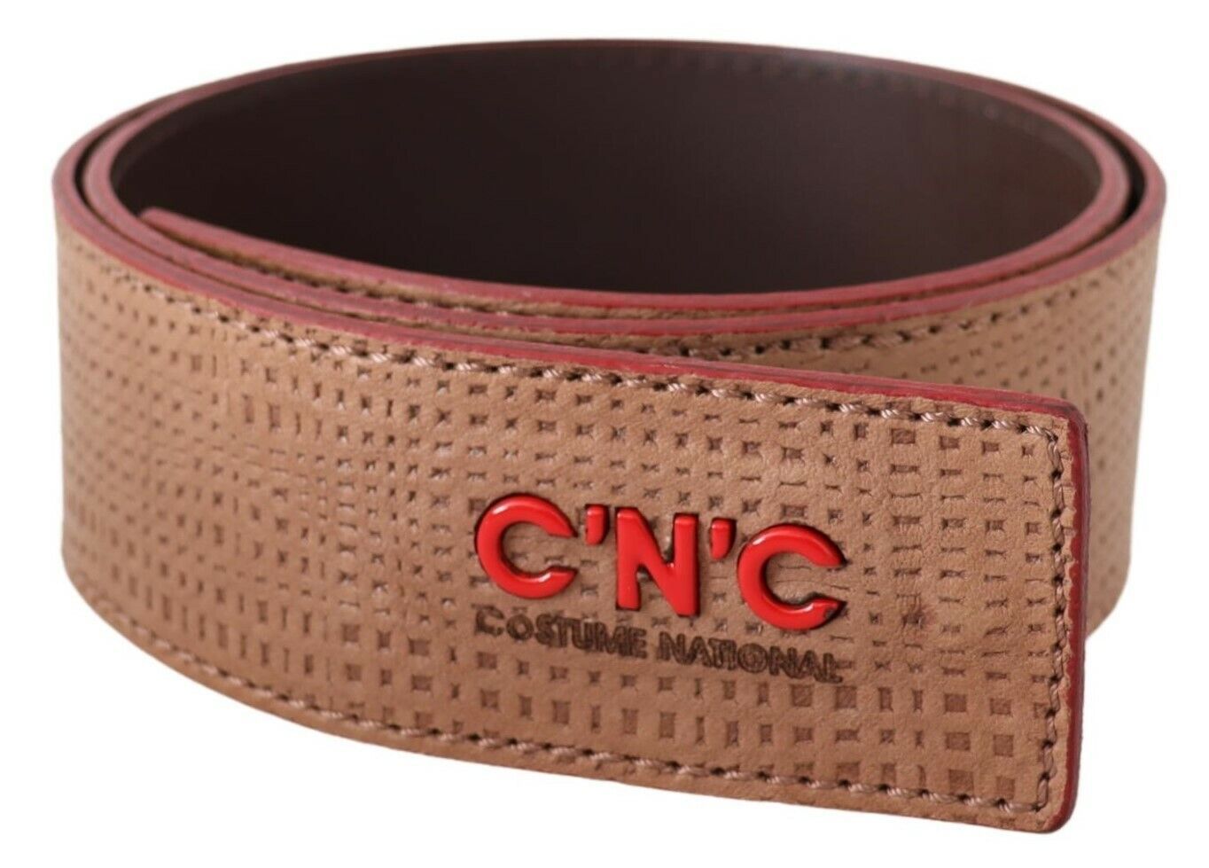 Cinturón de moda con logo de cuero blanco