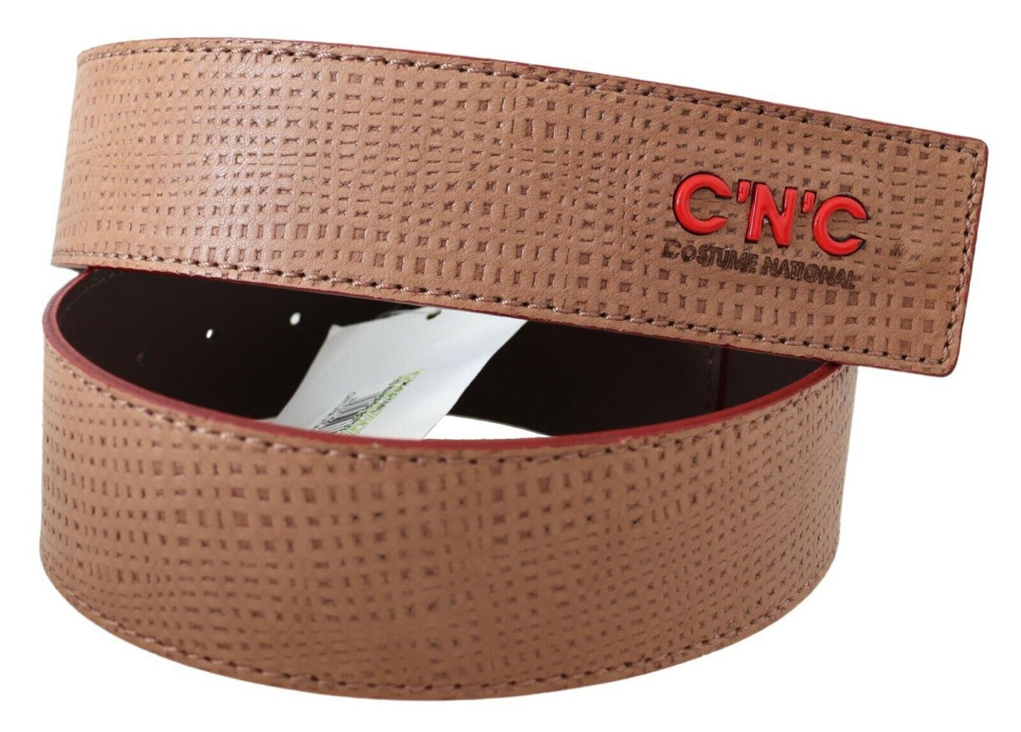 Cinturón de moda con logo de cuero blanco