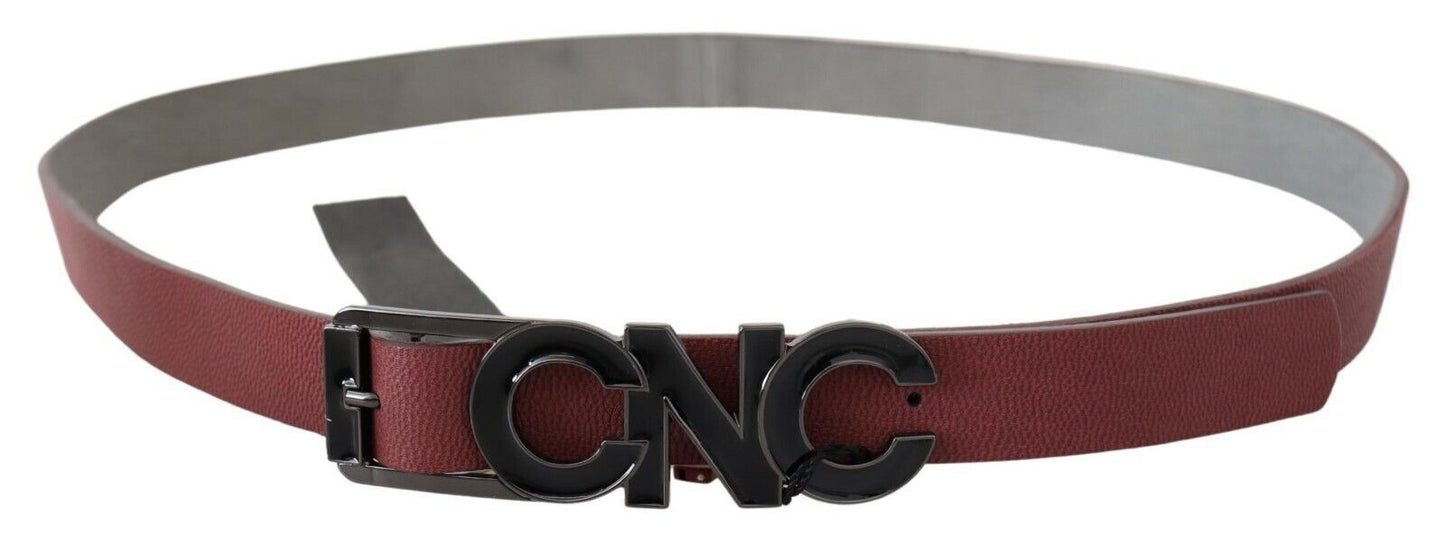 Cintura alla moda con logo in pelle marrone rossiccio