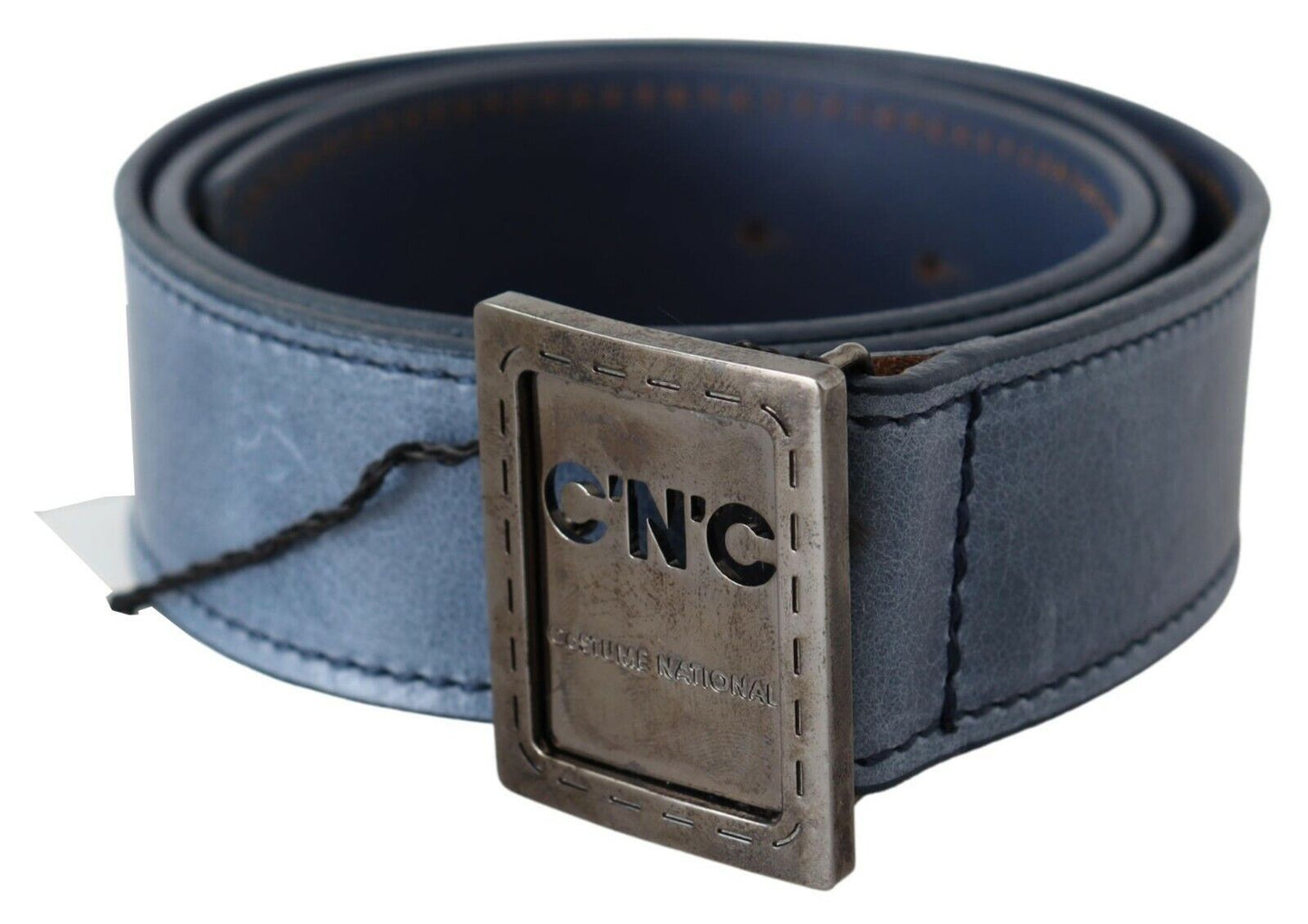 Cintura con fibbia con logo in pelle normale blu