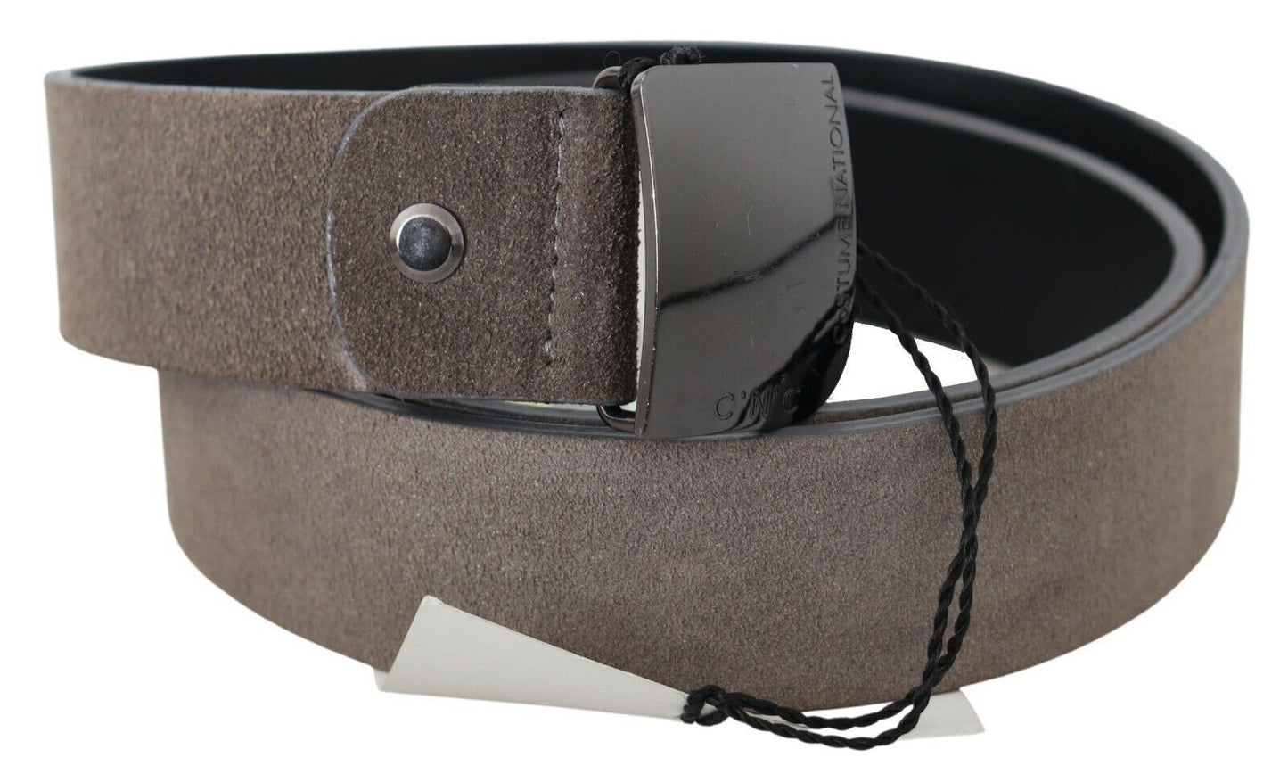 Cintura con fibbia con logo quadrato in pelle marrone