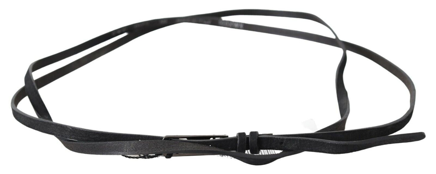 Cintura con fibbia con logo skinny in pelle nera