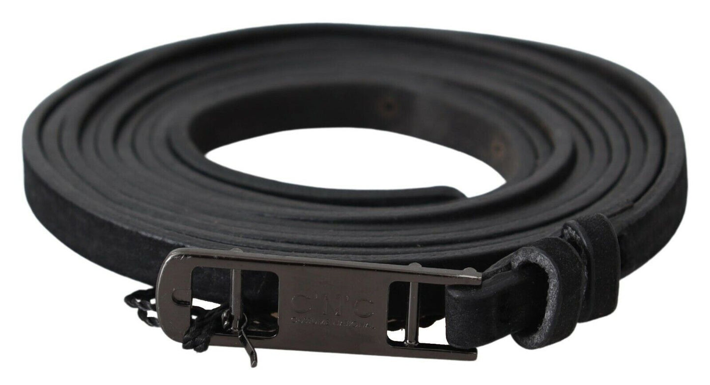 Cintura con fibbia con logo skinny in pelle nera