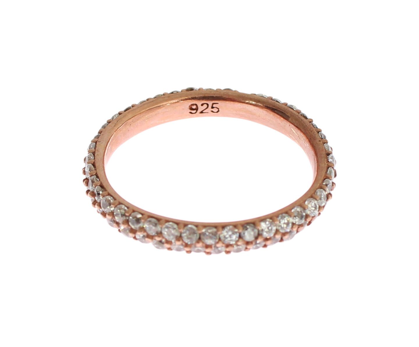 Bague CZ transparente en argent 925 en or rose