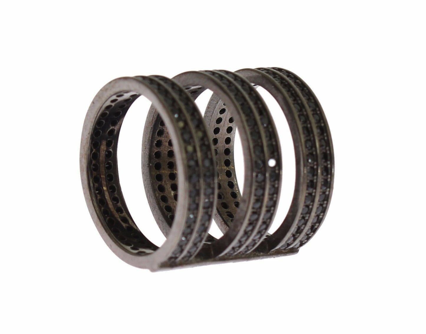 Anillo de plata 925 con circonita negra y rodio