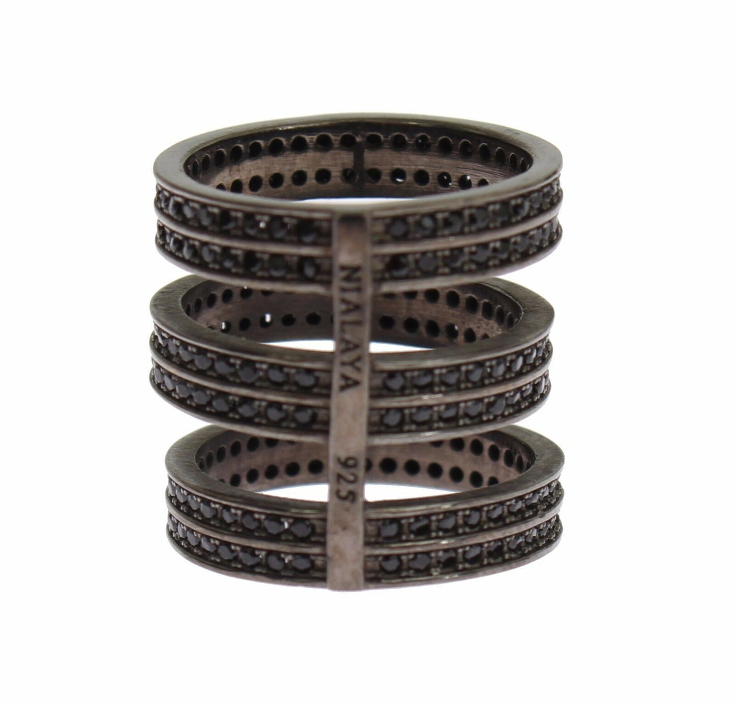 Anillo de plata 925 con circonita negra y rodio