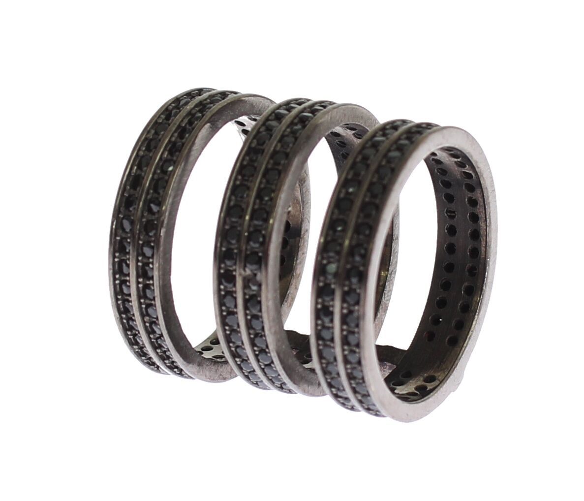 Anillo de plata 925 con circonita negra y rodio