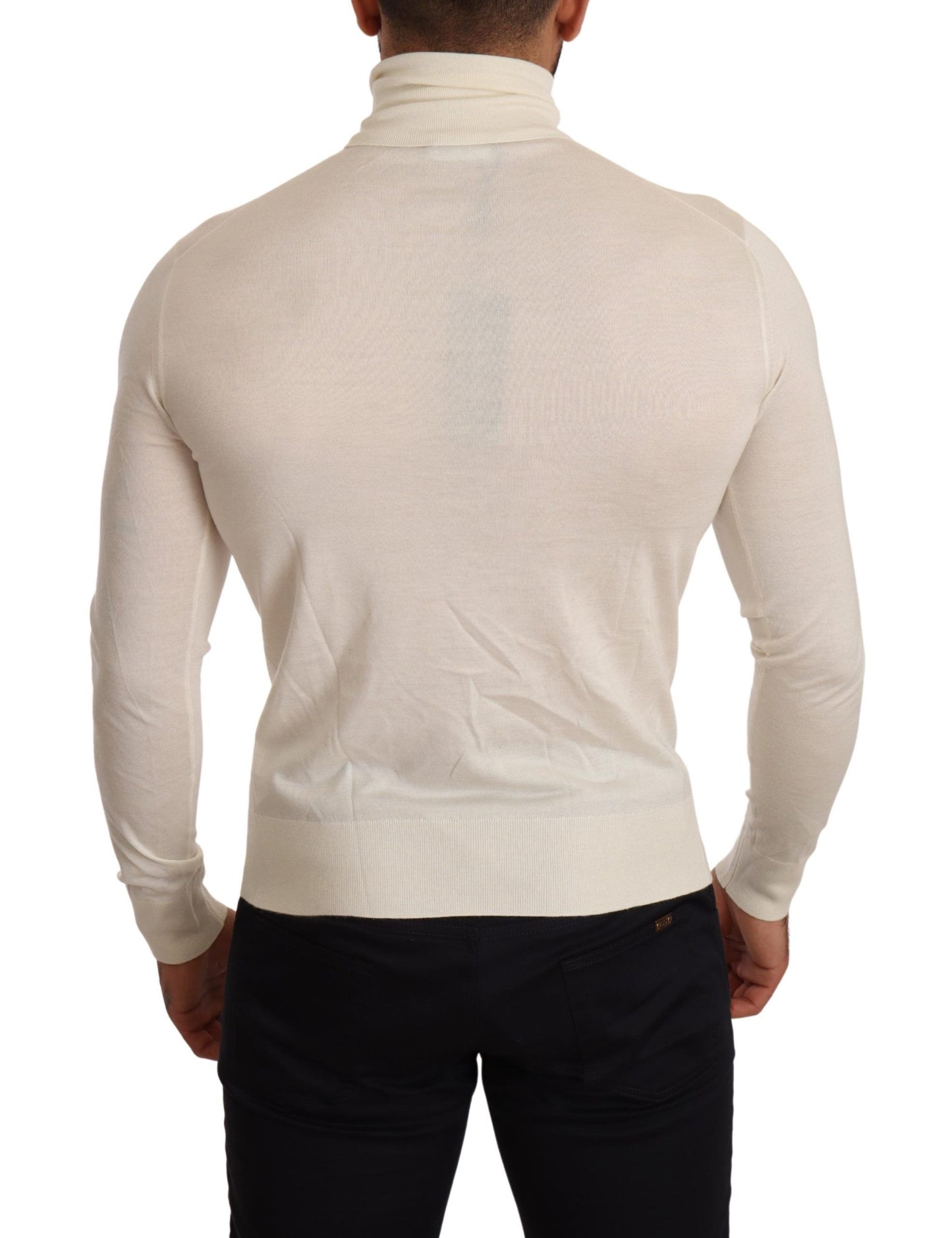 Jersey de cuello alto de cachemira color crema