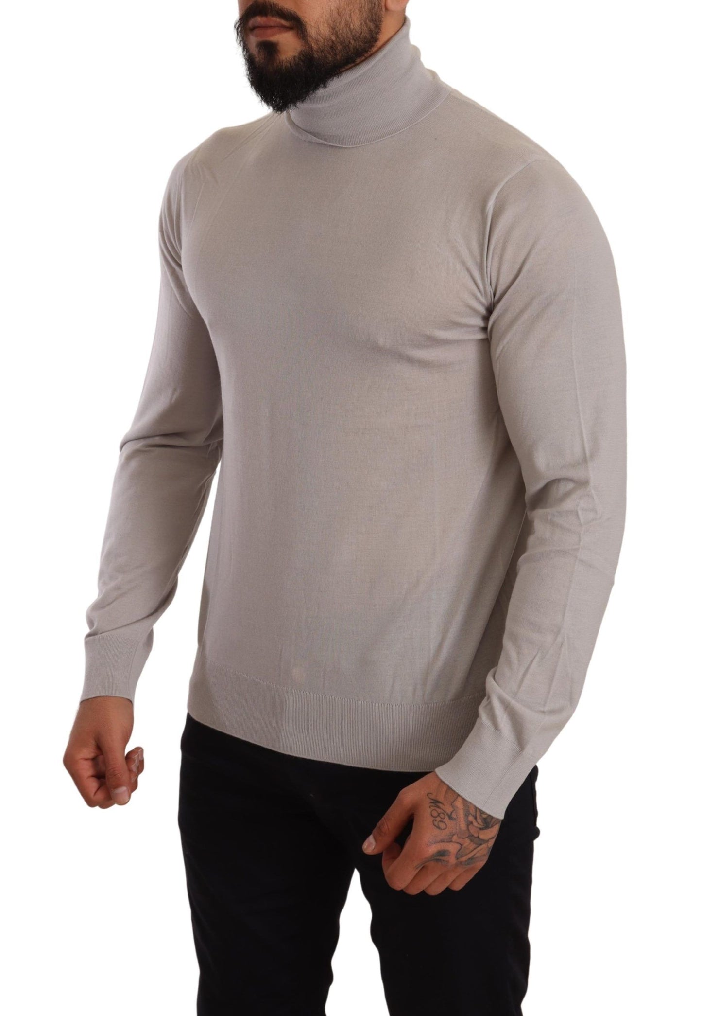 Jersey de cuello alto de cachemira gris