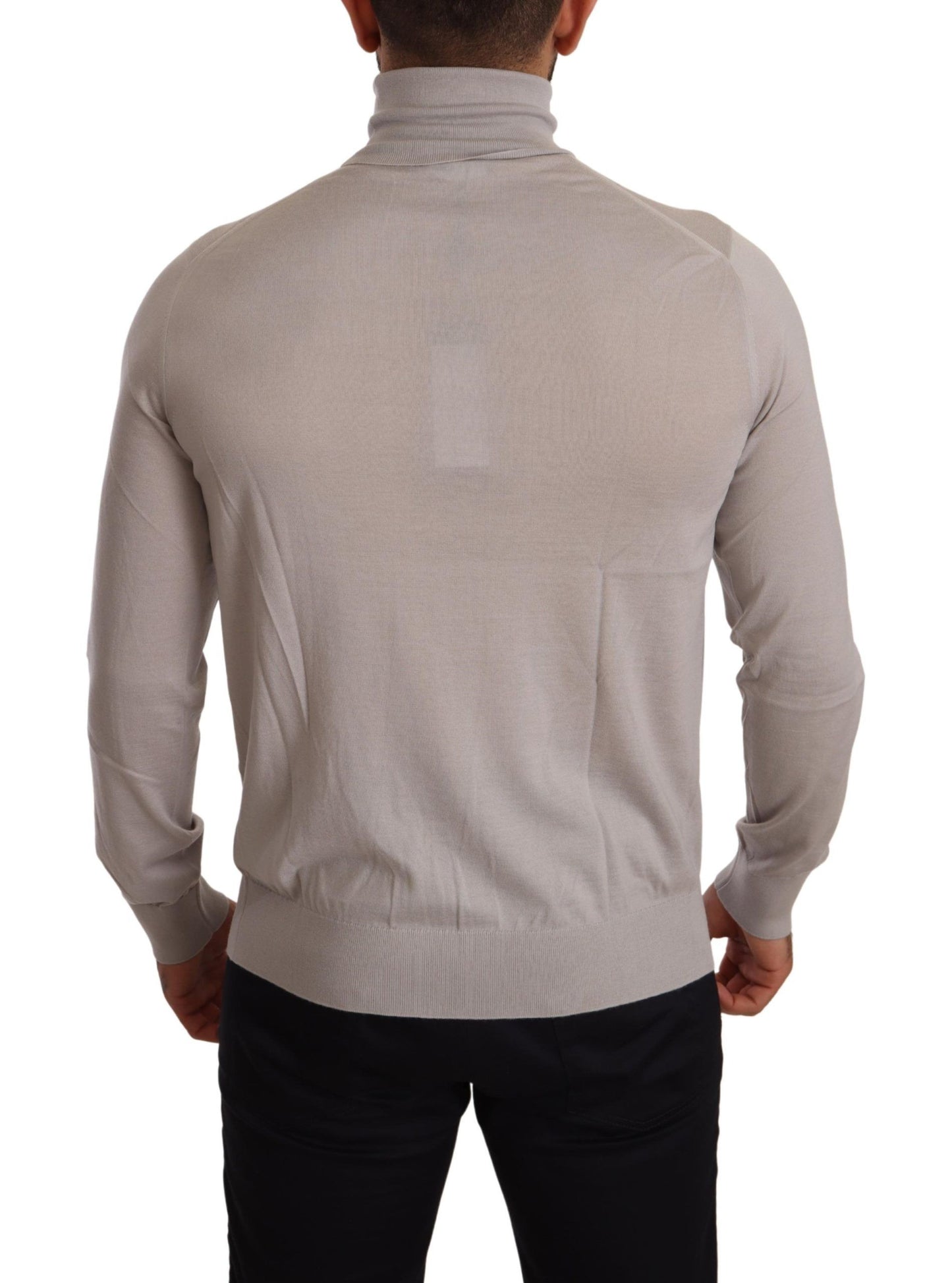 Jersey de cuello alto de cachemira gris