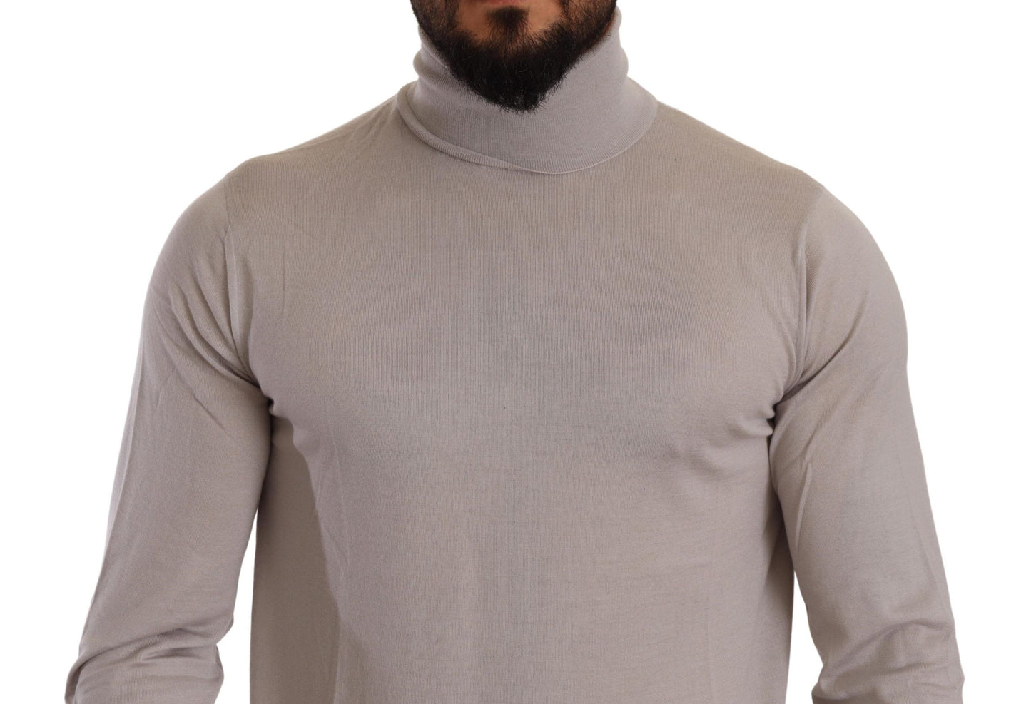 Jersey de cuello alto de cachemira gris
