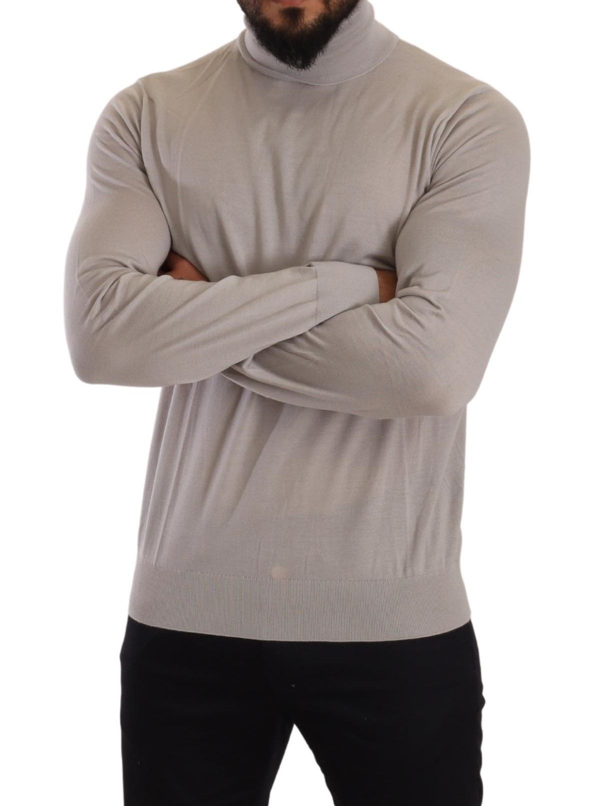 Jersey de cuello alto de cachemira gris