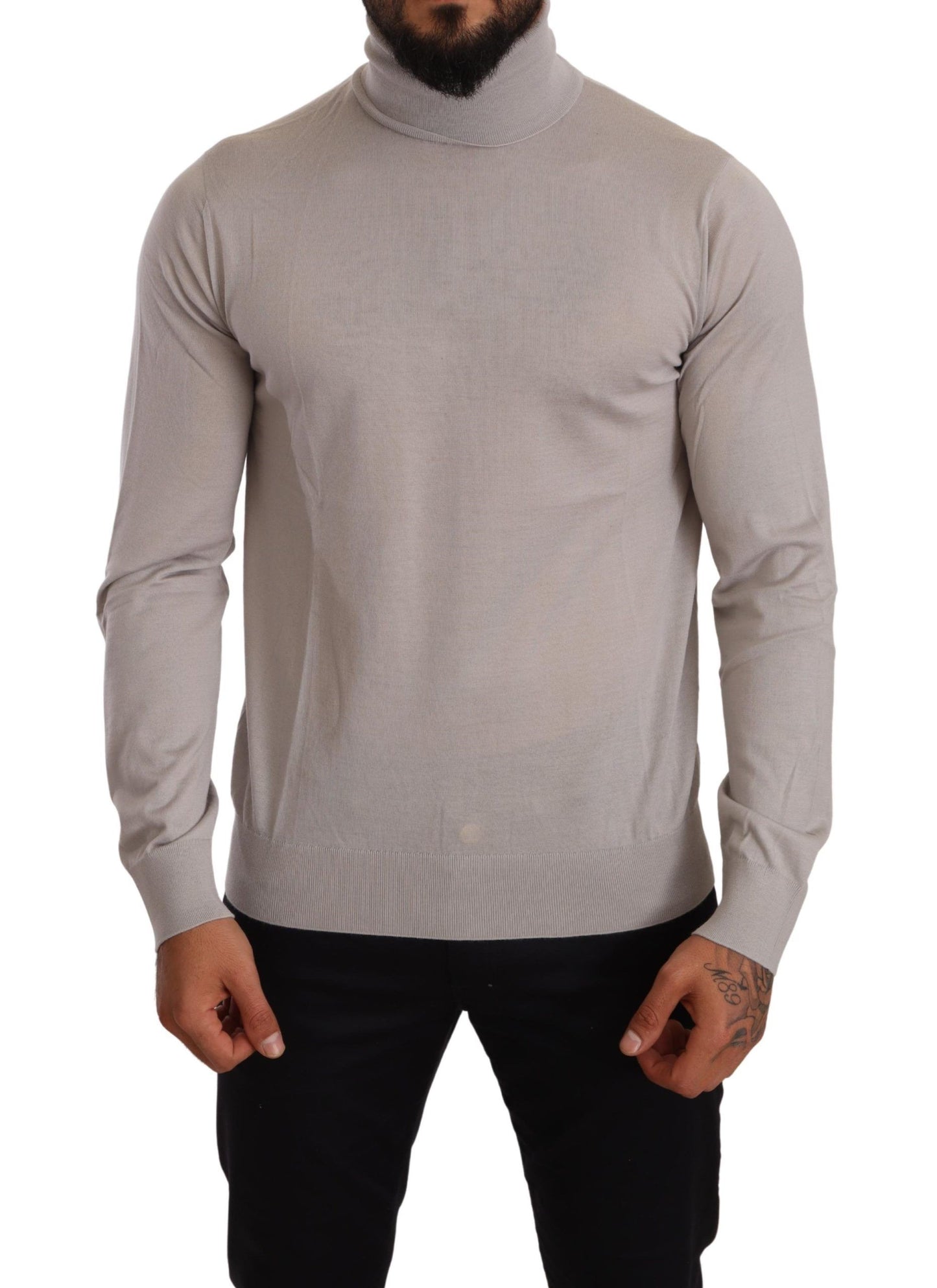 Jersey de cuello alto de cachemira gris