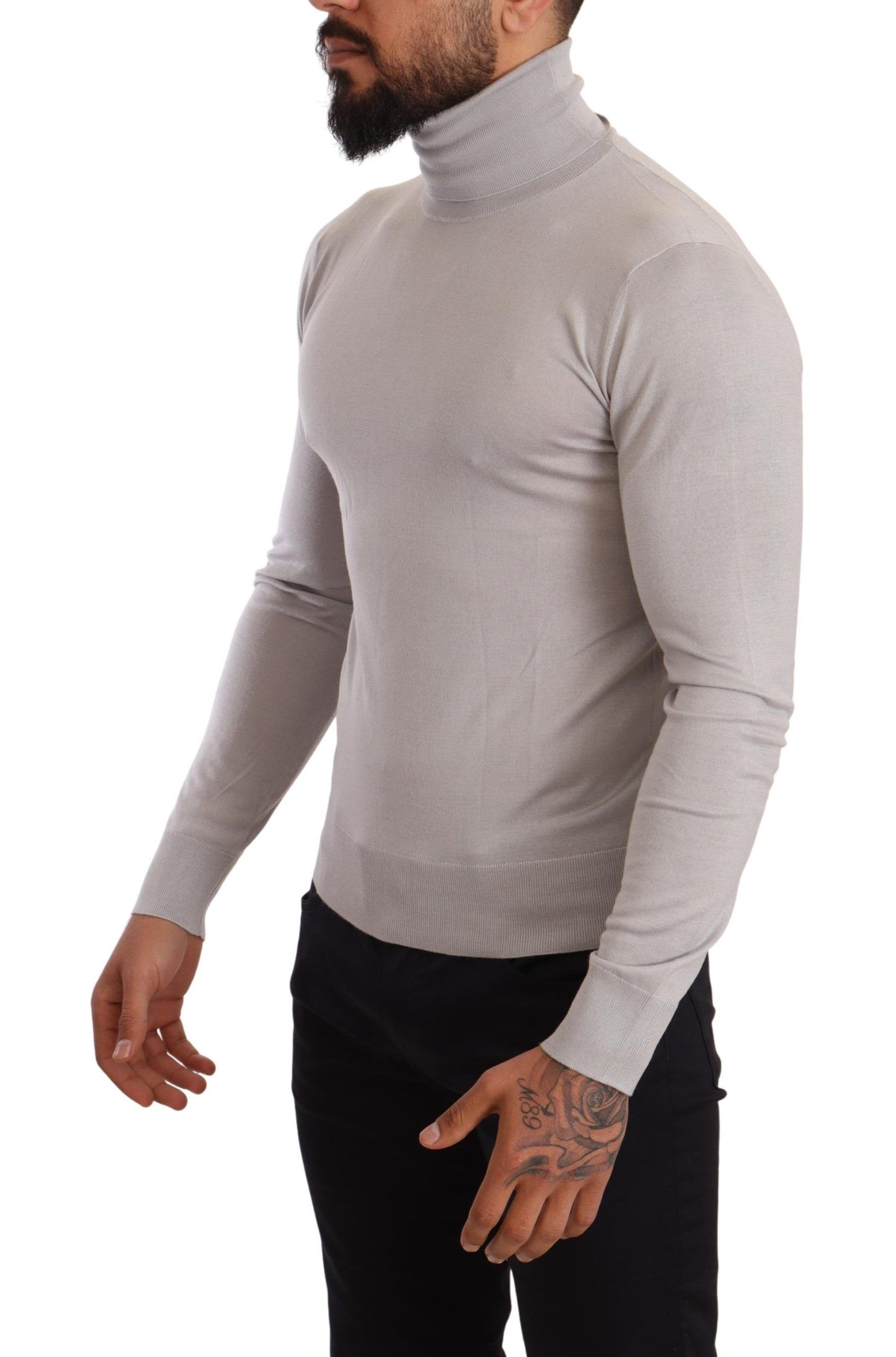 Jersey de cuello alto de cachemira gris