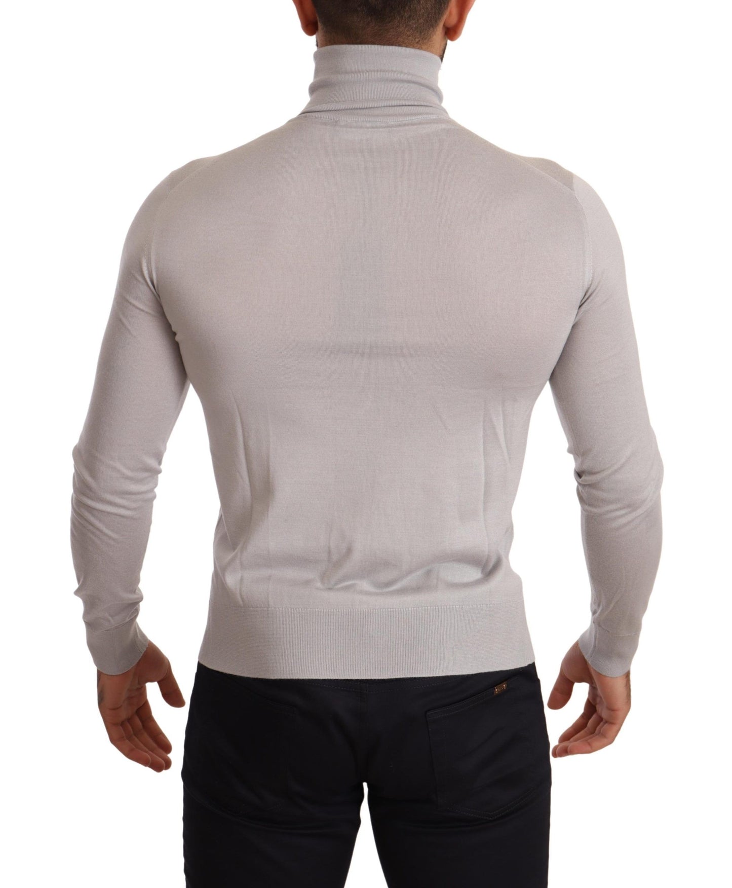 Jersey de cuello alto de cachemira gris