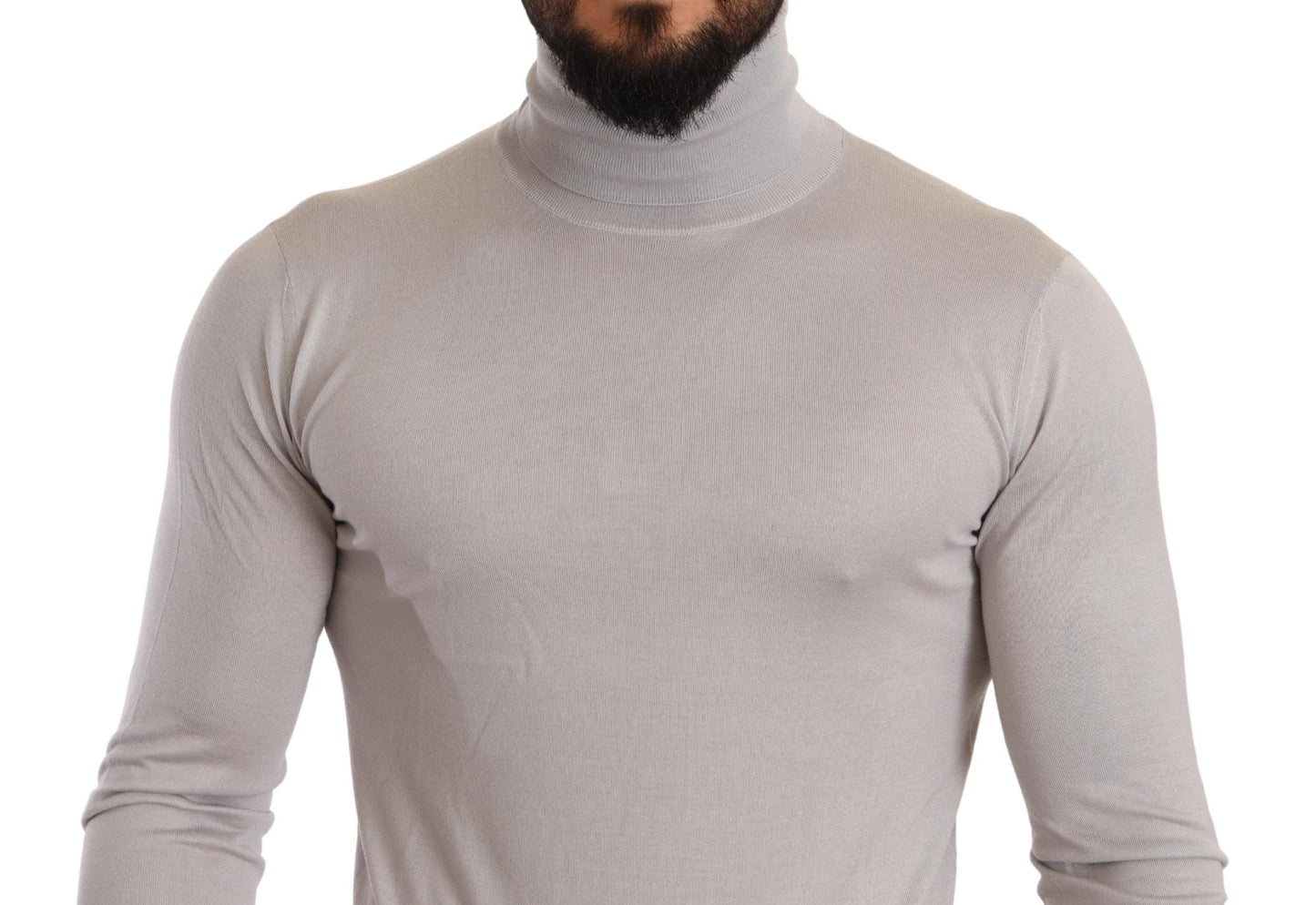 Jersey de cuello alto de cachemira gris