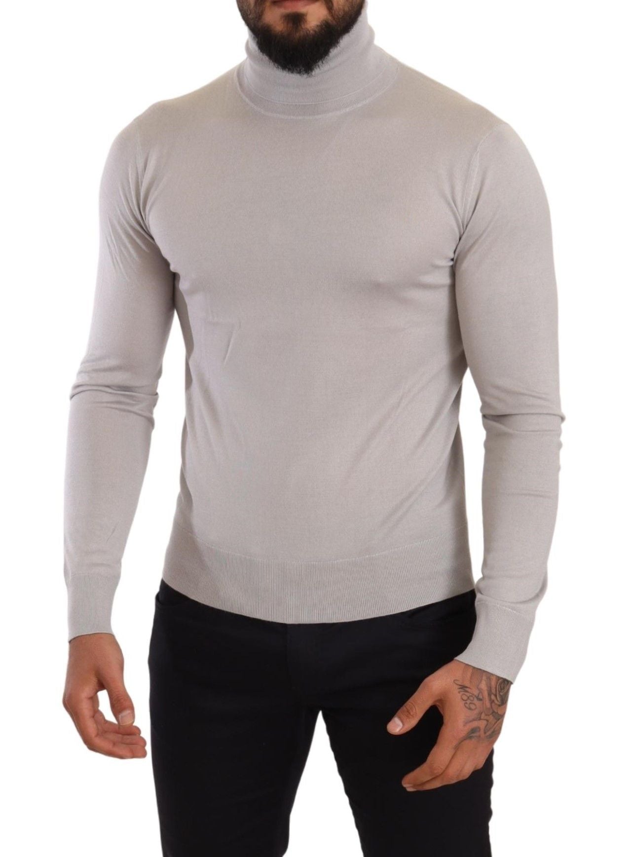 Jersey de cuello alto de cachemira gris