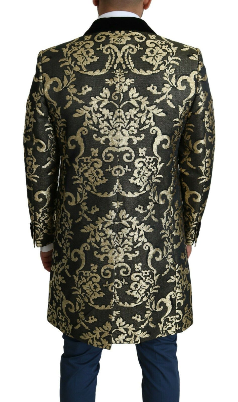 Veste SICILIA Manteau Long Jacquard Noir Doré