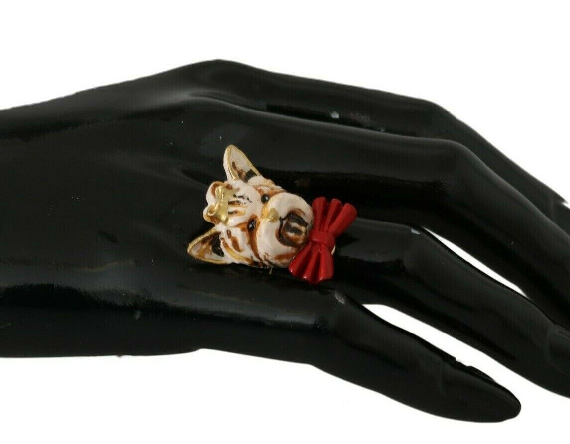 Accessorio beige con marchio per animali domestici Anello in resina di ottone dorato