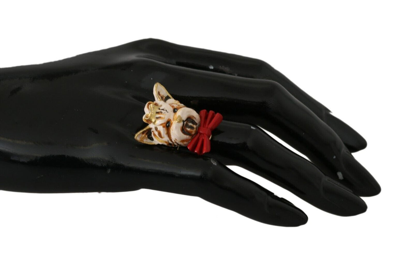 Accessorio beige con marchio per animali domestici Anello in resina di ottone dorato